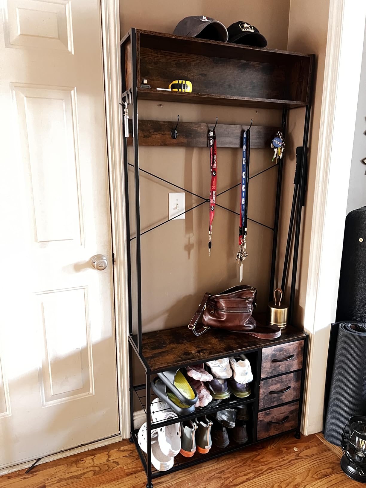 Hall Tree with Bench & 3 Drawers Storage 31.5