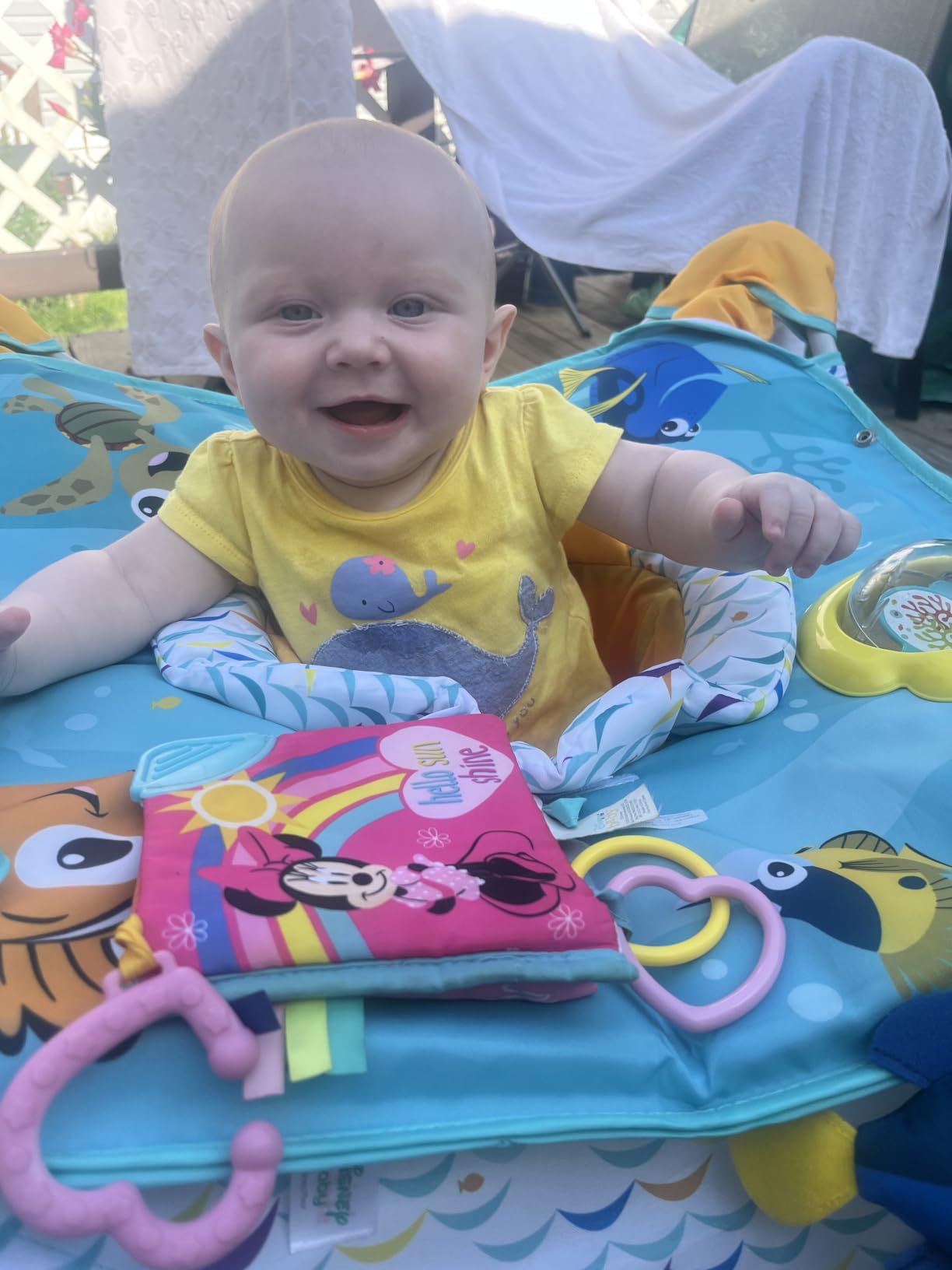 Bright Starts Pop 'N Jump Portable Baby Jumper, Foldable Indoor/Outdoor Baby Jumper with Owl Forest Sensory Activities, Ages 6–12 Months customer photo 2
