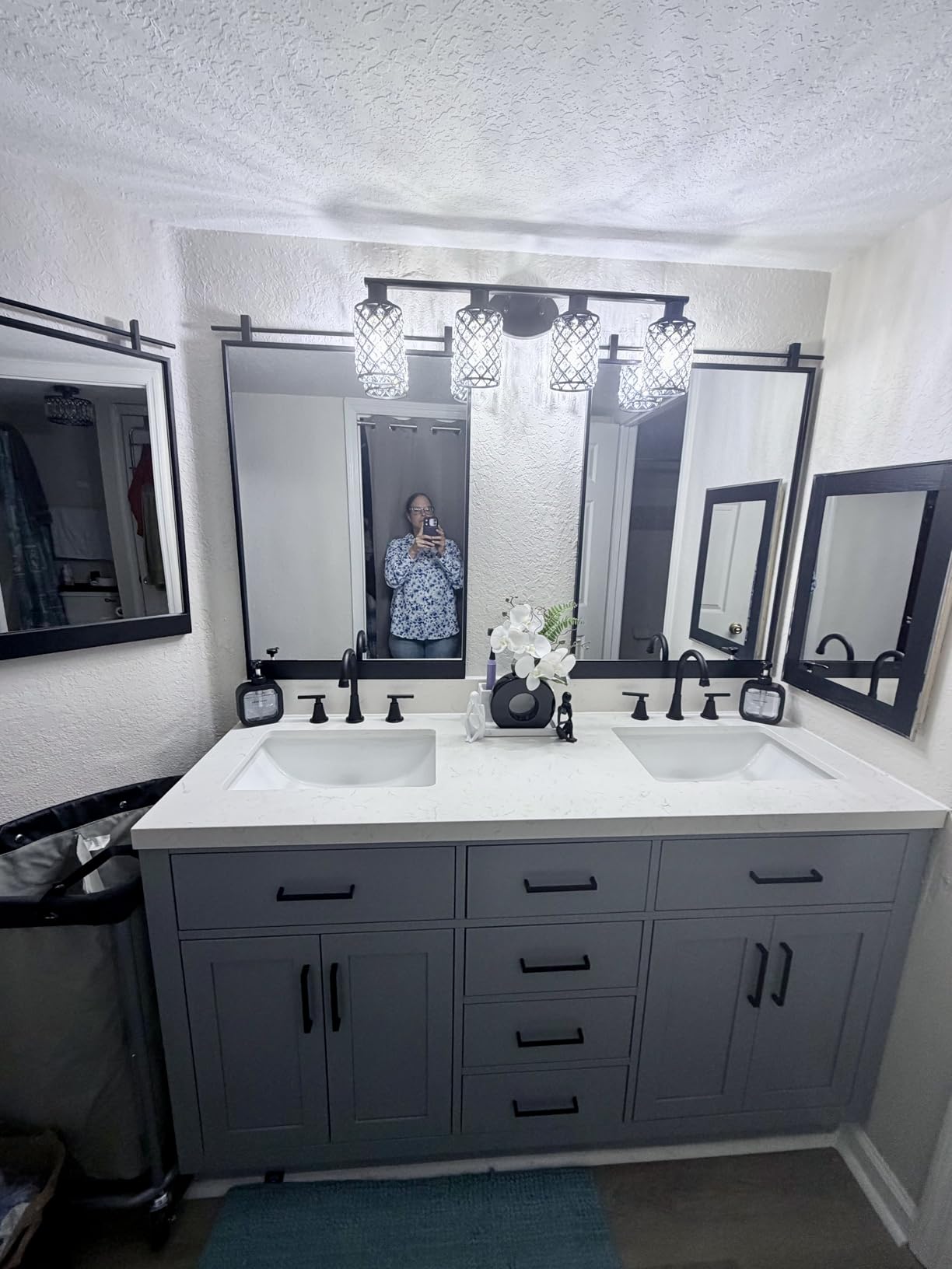 ARIEL Hepburn 60-inch Bathroom Vanity with Sink, Solid Wood, 1.5-inch Carrara White Quartz Countertop, Double Rectangular Porcelain Sink, 4 Soft Closing Doors, 6 Dovetail Drawers, White Oak customer photo 1