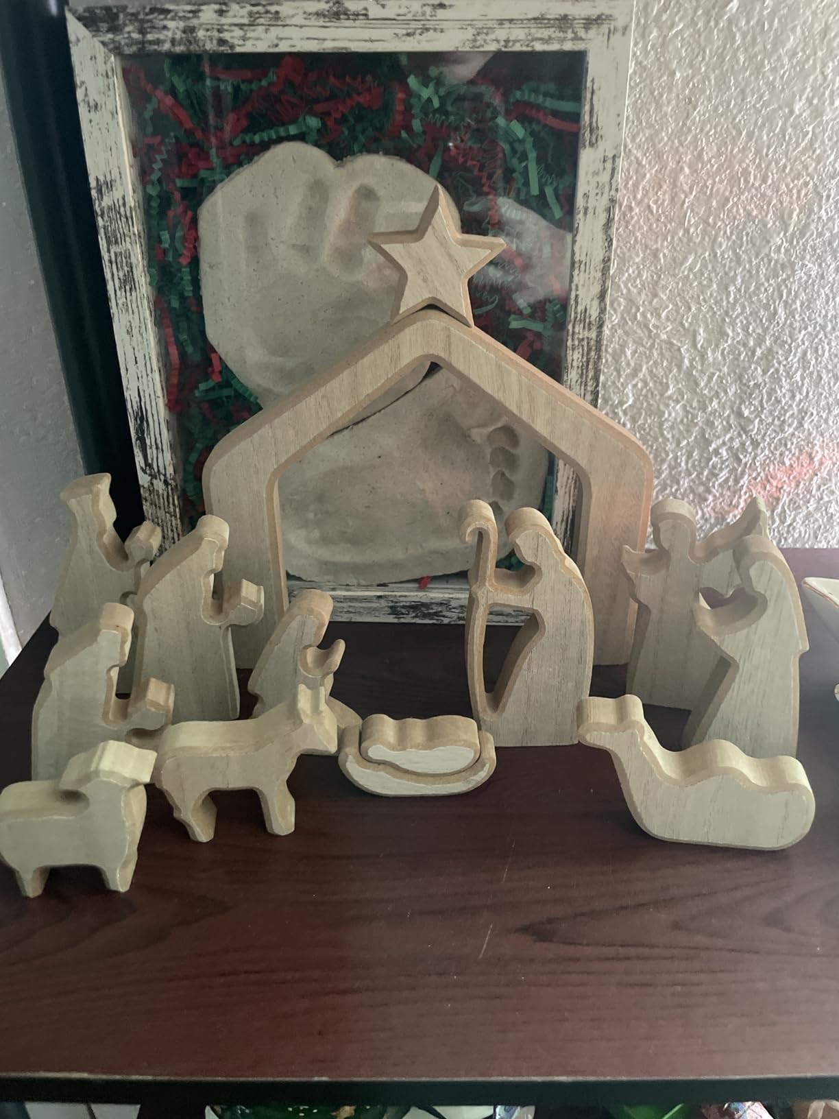 NEROSUN Empty Tomb Easter Scene and Cross Decoration, Wooden Jesus Resurrection Nativity Set, Religious Christian Tabletop Decor for Home Office Christian customer photo 1