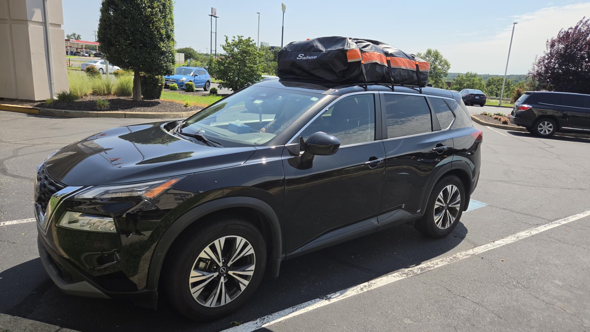 Sailnovo Car Rooftop Cargo Carrier 21 Cubic Feet Waterproof Soft Roof Bag | Heavy Duty 1000D PVC, Fit Vehicles with/without Rack, includes Anti-Slip Mat, 6 Door Hooks, 10 Reinforced Straps, Lock, for Trip customer photo 1
