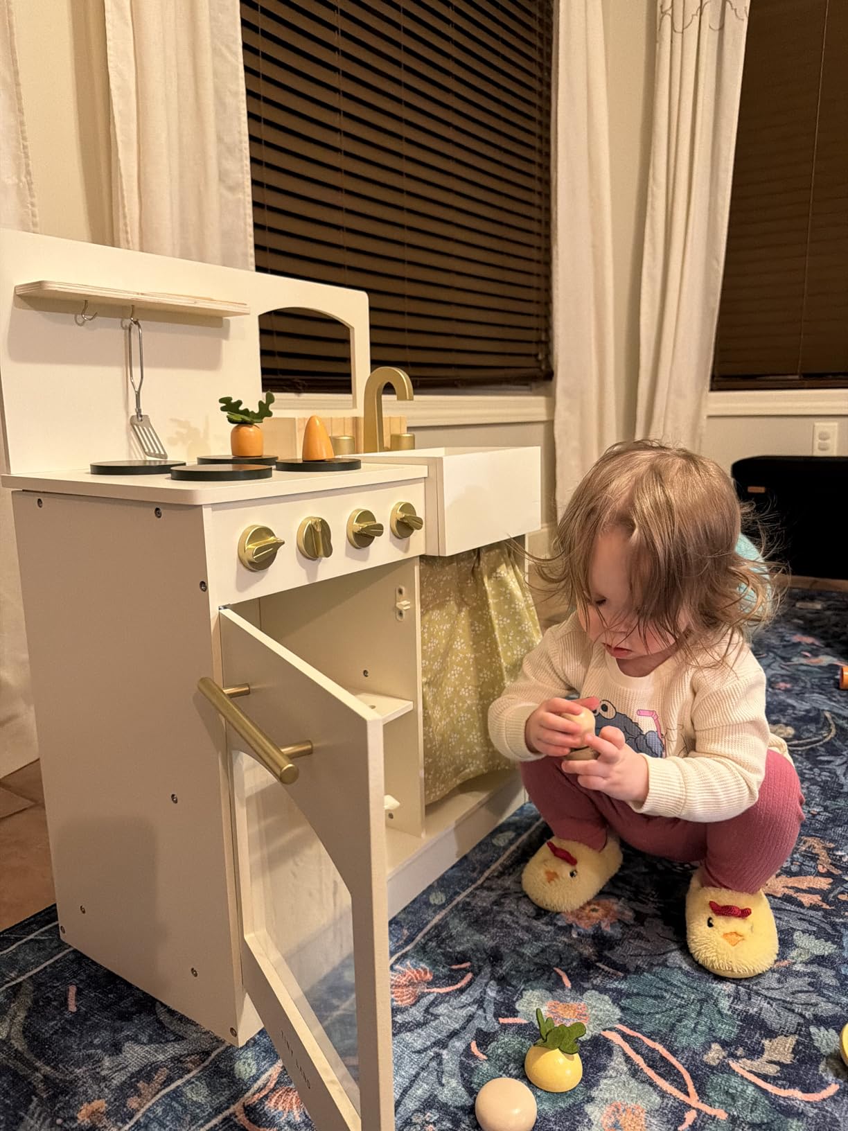 Tiny Land Wooden Play Kitchen for Toddlers, Compact Cream Pretend Play Set customer photo 2