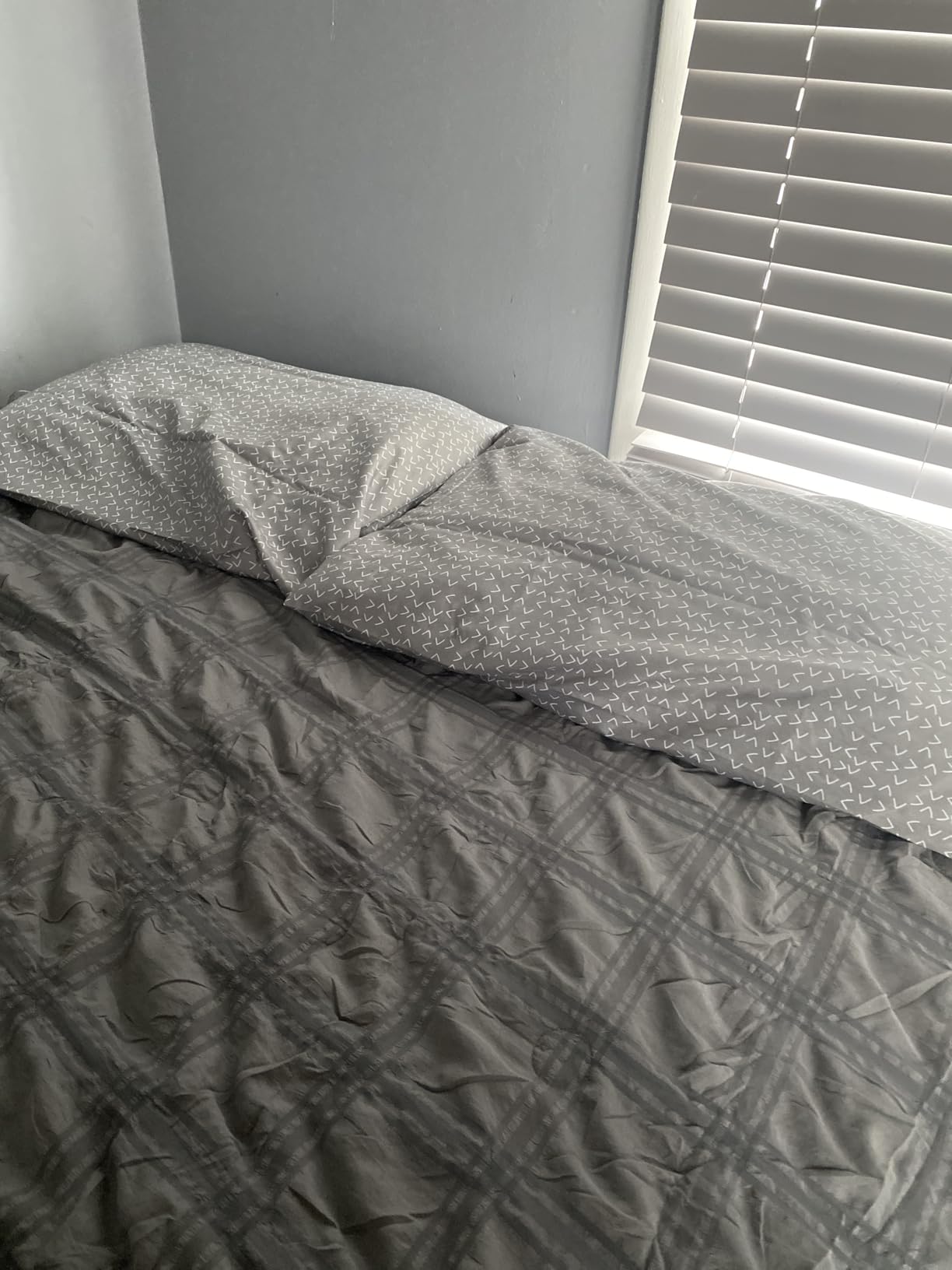 Cozy Bliss Cooling Comforter Seersucker Plaid Queen Size, Q-Max 0.45 Lightweight Cooling Blanket, Breathable Silk Smooth Summer Bedding Quilt for Hot Sleepers Night Sweats White customer photo 1