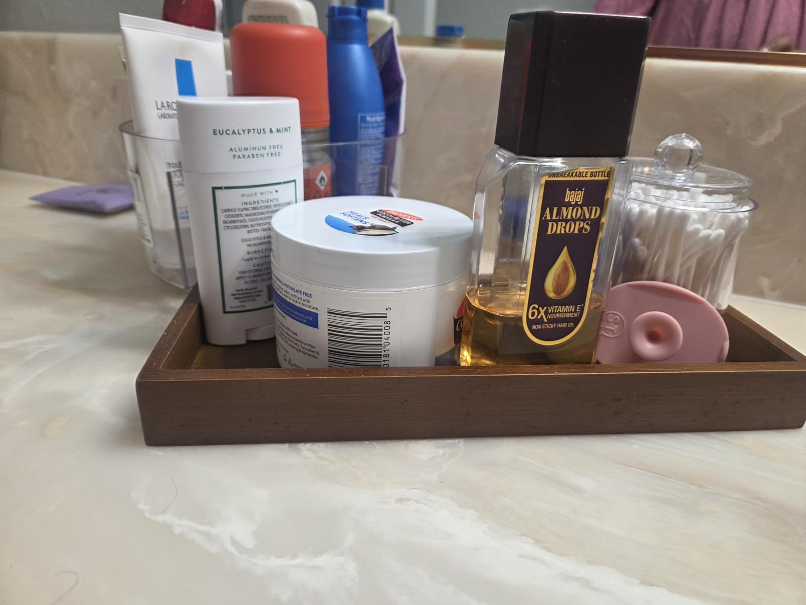 ZHWS Gold Bathroom Vanity Tray for Countertop Perfume Makeup Jewelry Candle Decor, Kitchen Tray for Soap Dispenser Spice Salt, Large Gold Tray for Toilet Tank Paper, Serving Nightstand 13”x6.5” customer photo 2