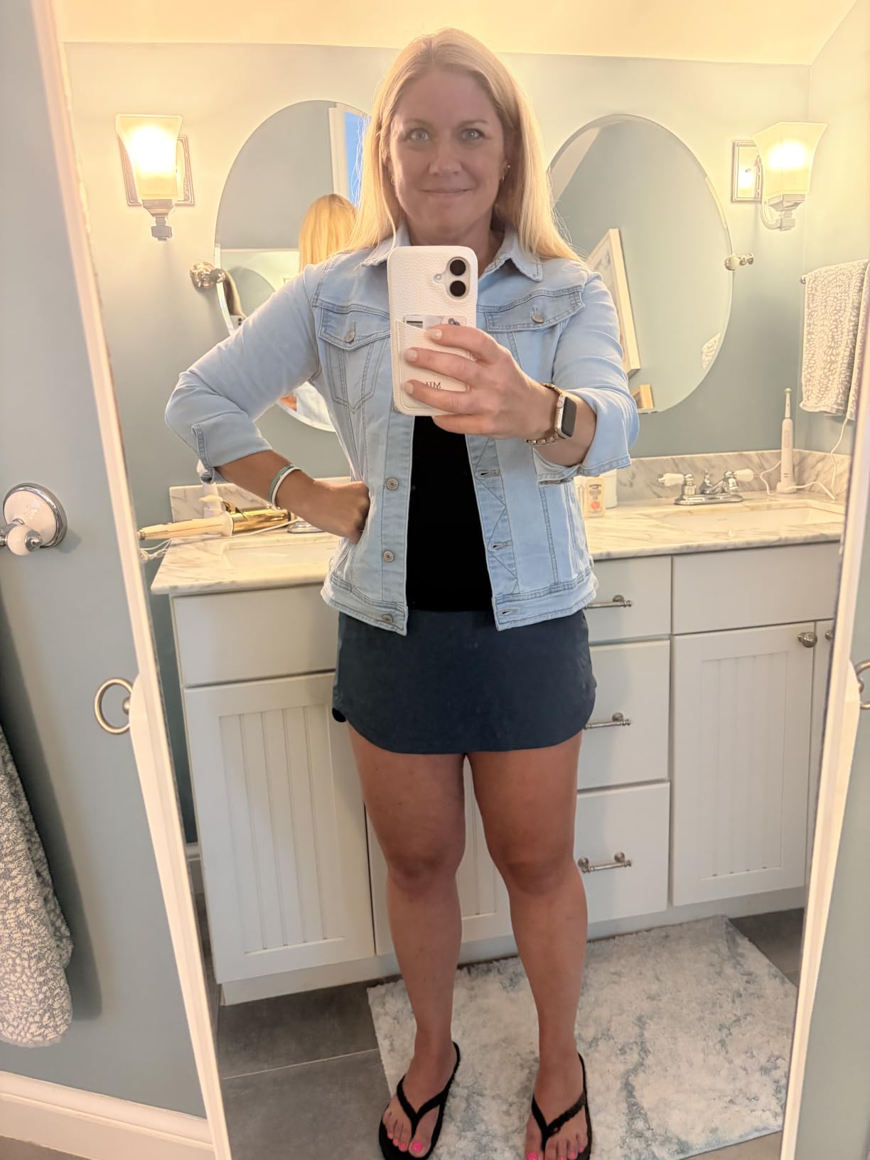 luvamia Women's Basic Button Down Stretch Fitted Long Sleeves Denim Jean Jacket customer photo 1