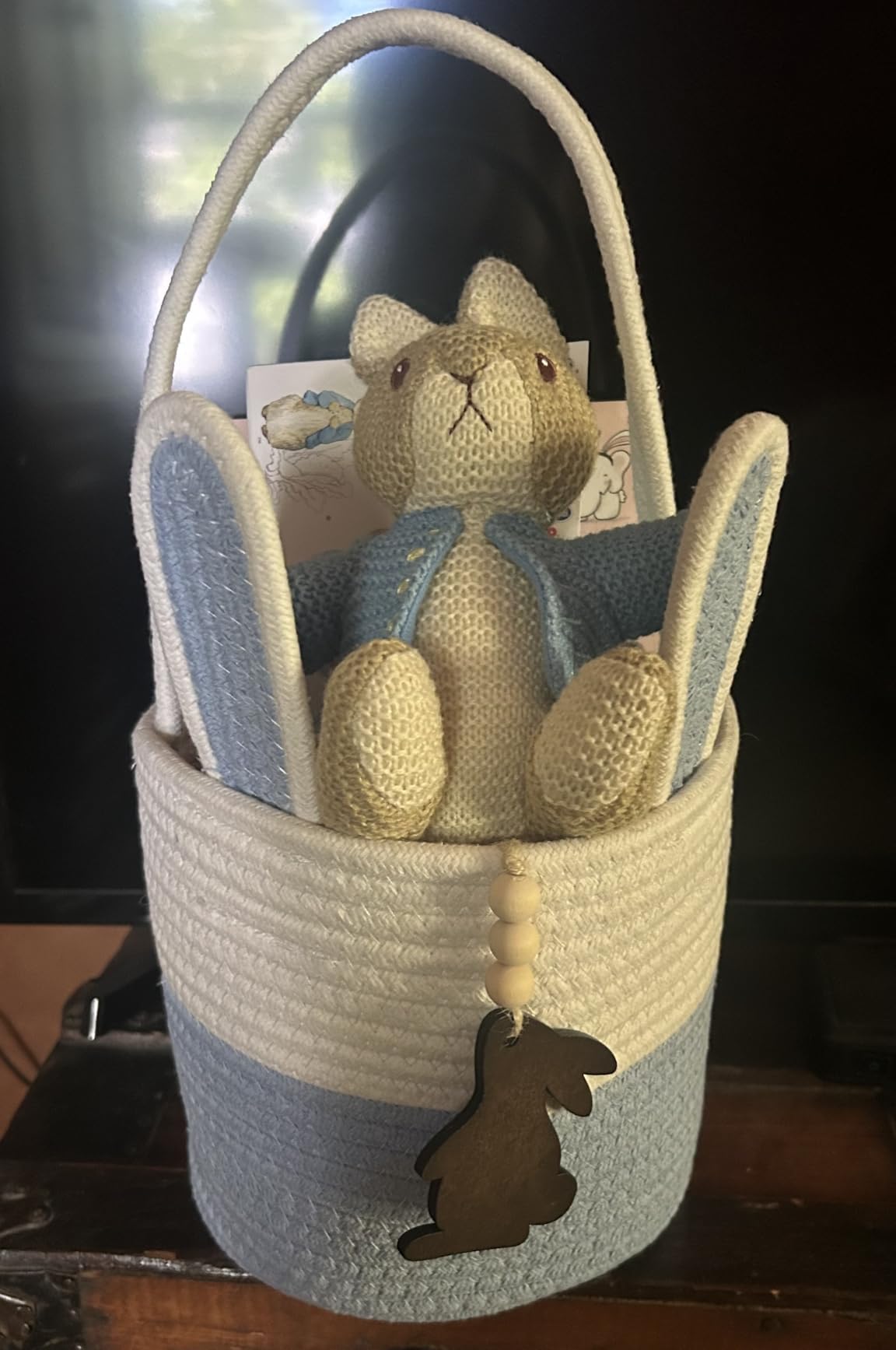 Easter Basket, Empty Easter Baskets for Kids Boys Girls with Bunny Tag Egg Basket Eater Gifts Basket Toddler Teens Babys First Easter Basket with Handle Pink White customer photo 2