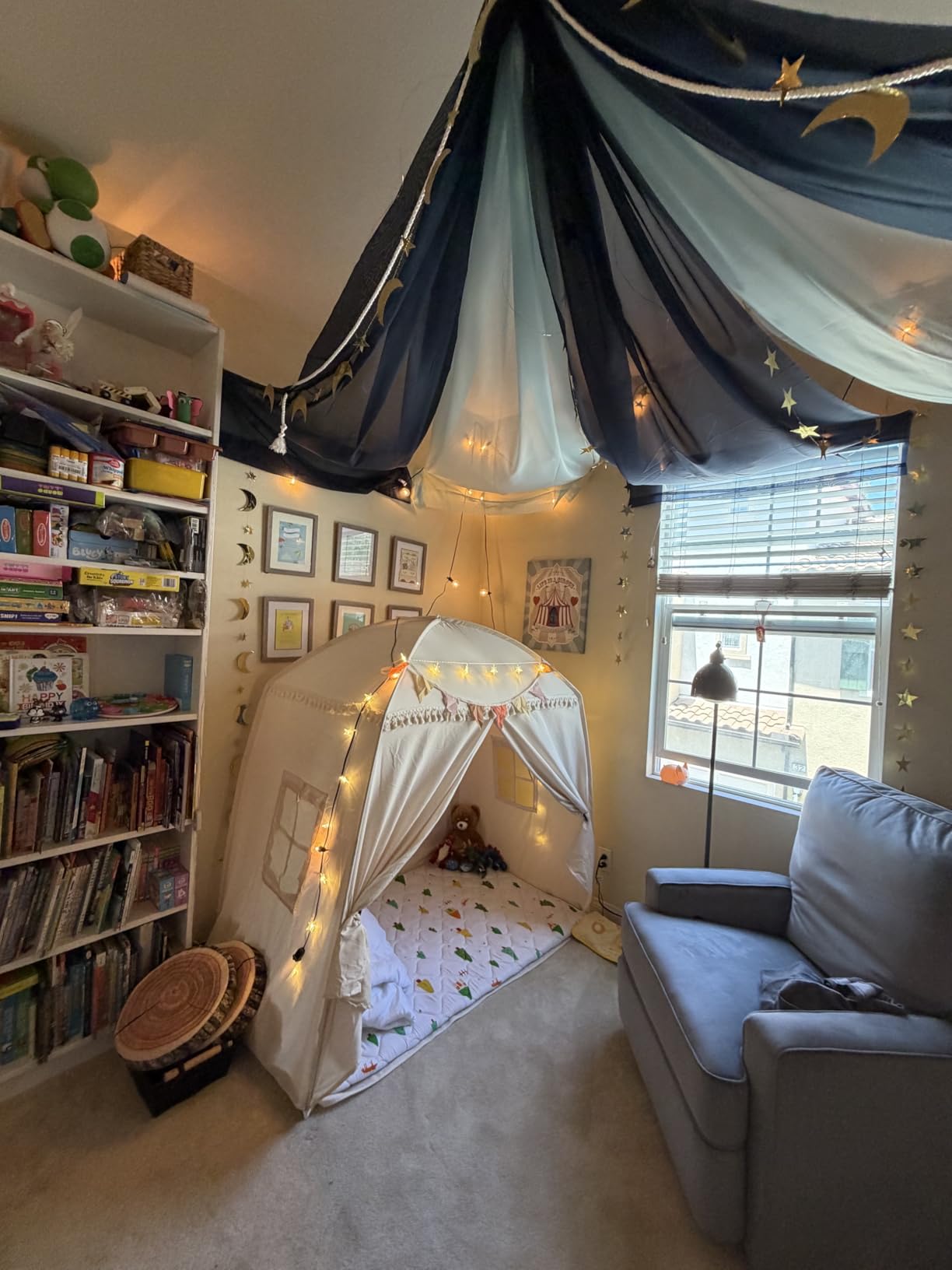 Sumbababy Large Teepee Tent for Kids - Tent for Kids Indoor Kids Teepee for Boys & Girls - Playhouse Inside Canopy Bed for Playroom Gift Toys (Cream) customer photo 2