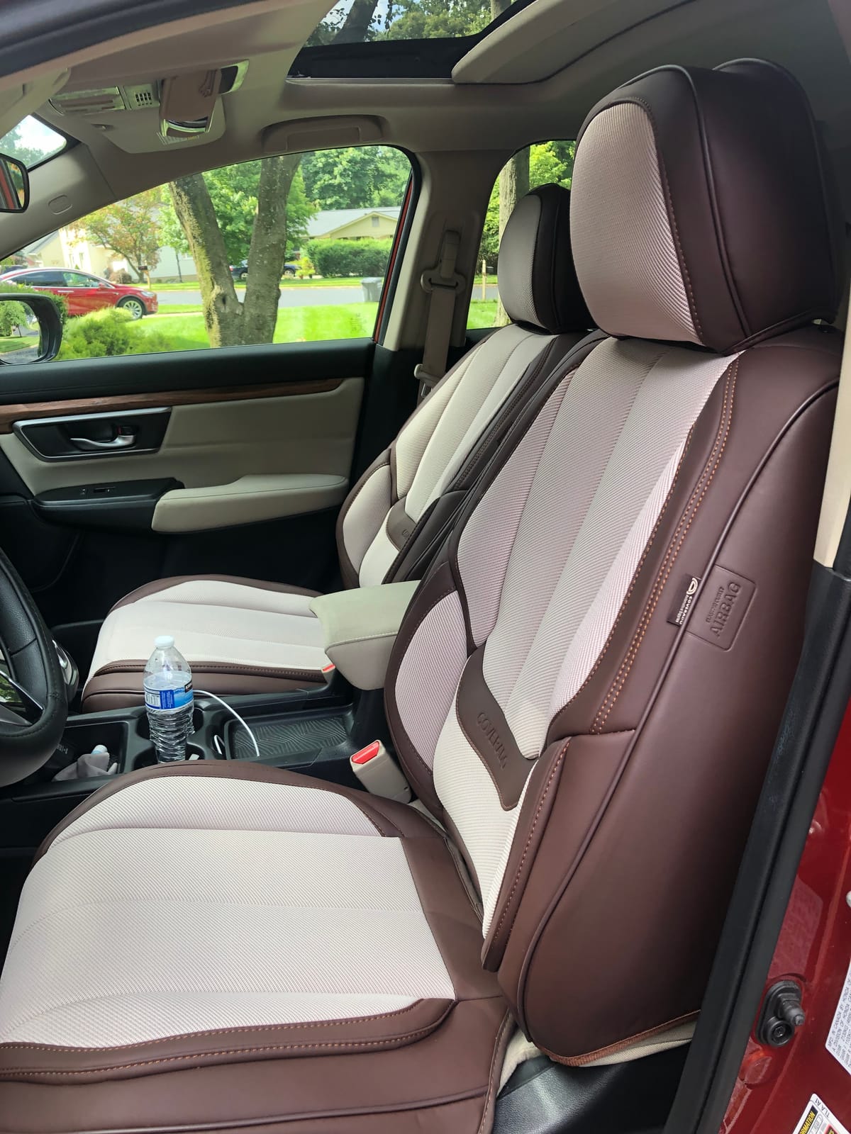 Coverado Car Seat Covers Front, Seat Covers for Cars, Waterproof 2-Pack Car Seat Cushions, Leather Carseat Seat Protectors, Universal Seat Covers Fit for Most Sedans SUV Pick-up Trucks(Brown) customer photo 1