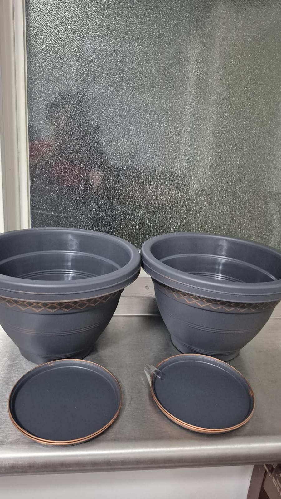 Usocik 16 Inch Outdoor Planters, 4 Pack, Copper Plaid customer photo 2