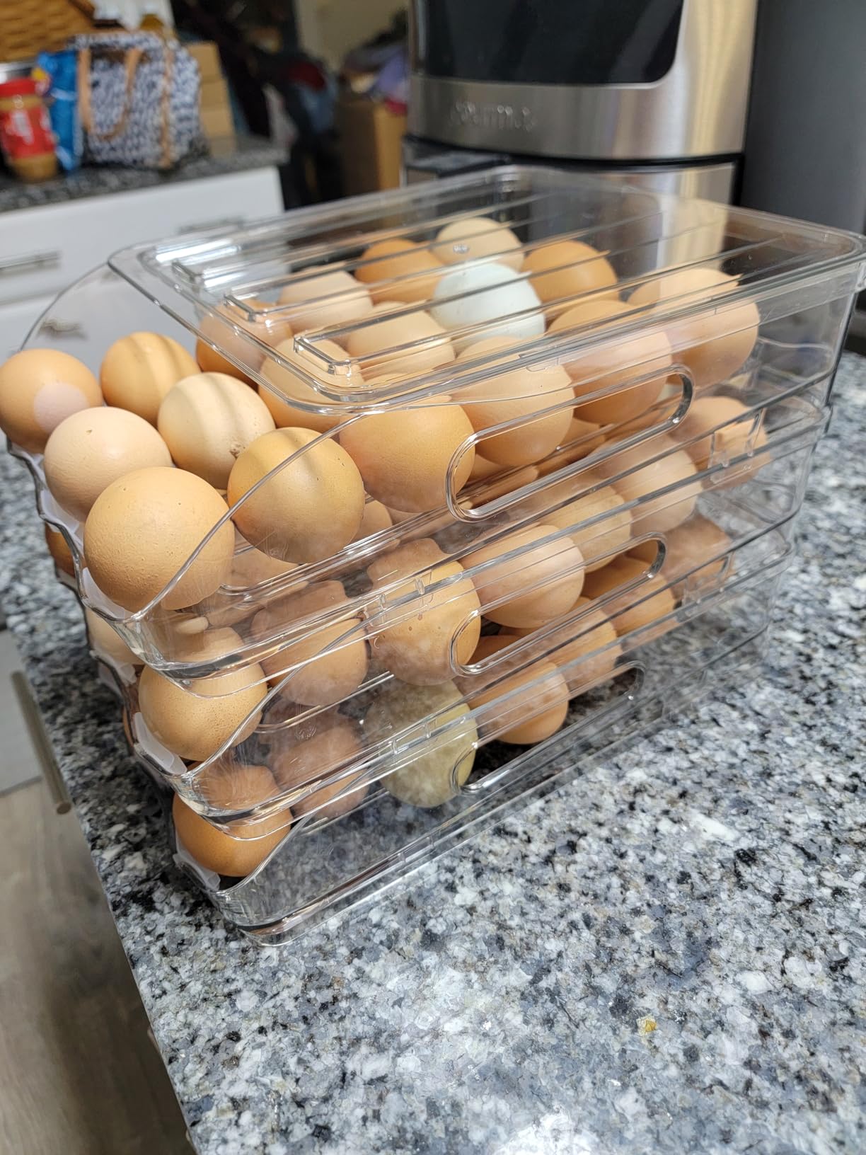 SMRCAD 36-Egg Holder for Fridge with Silicone Bumpers, Auto-Rolling Desigin customer photo 1