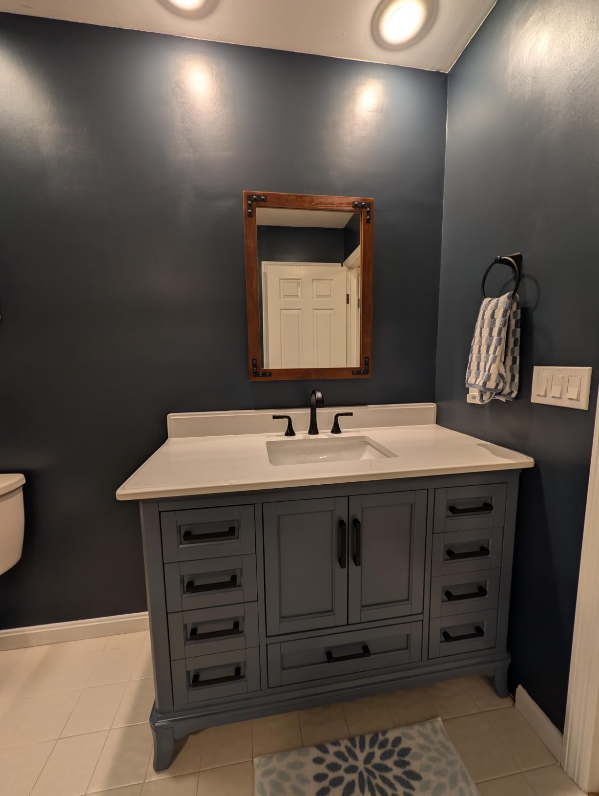 60 Inch Modern Bathroom Vanity with Double Sink, Steel Blue | Solid Wood Fully Assembled Bathroom Sink Cabinet, Soft Close Doors & Dovetail Drawers, Quartz Countertop, Adjustable Feet customer photo 1
