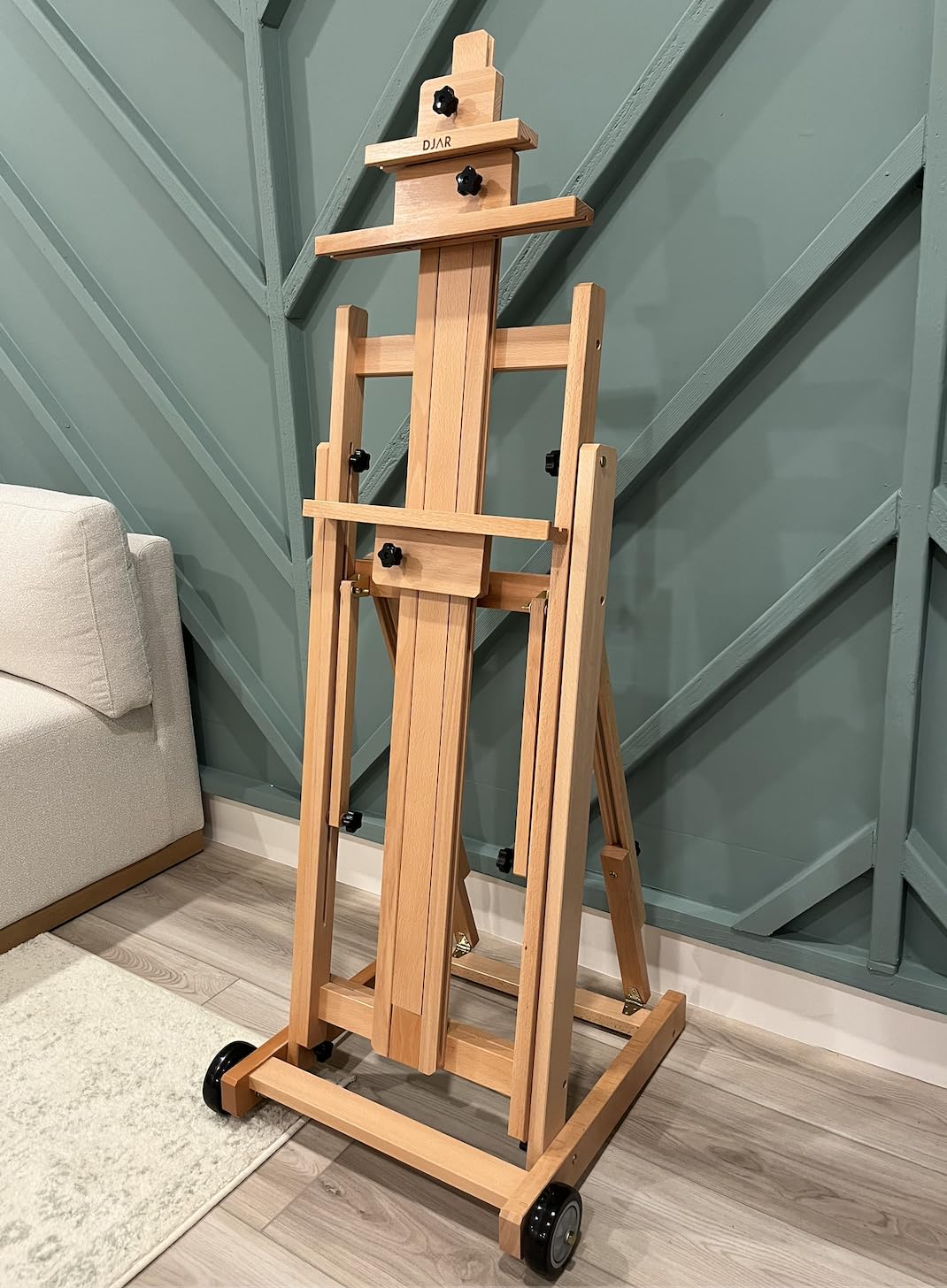 DJAR Large H-Frame Painting Easel for Adults, Solid Beech Wood, Walnut customer photo 2