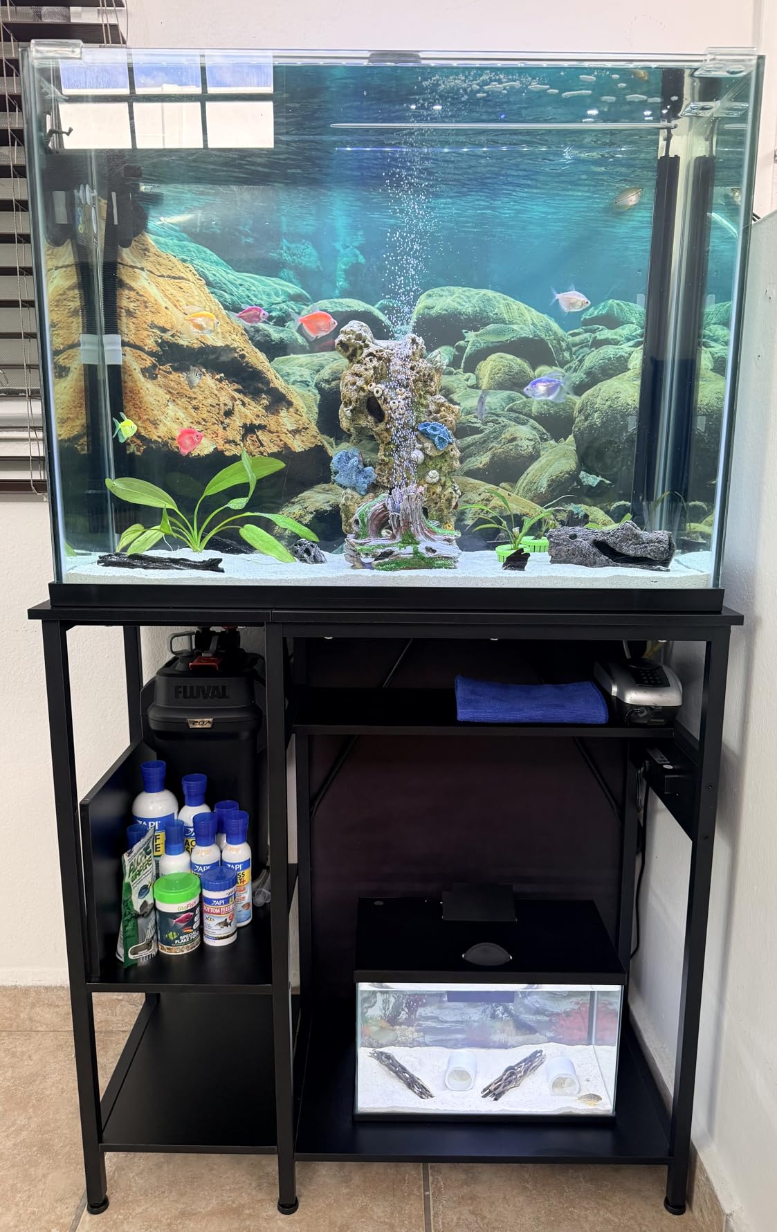 GRLEAF 55-75 Gallon Aquarium Stand: 1000LB Capacity, Built-In Power Outlets, 3-Tier Shelves for Fish Tank Accessories Storage, Heavy-Duty Steel/Wood Hybrid for Fish & Reptile Tanks | Excludes Tank customer photo 2
