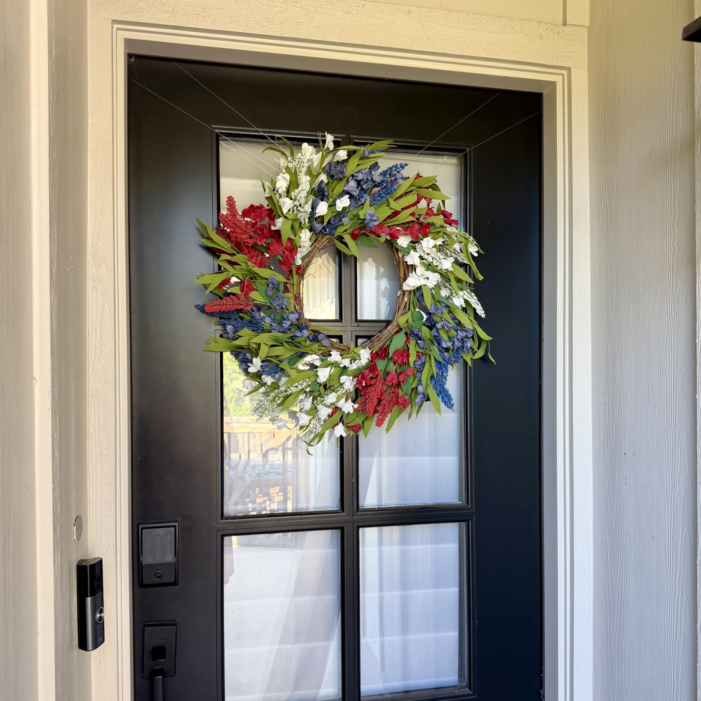 Sggvecsy 20 Inch Easter Wreath with Spring Artificial Flower Colorful Eggs Daisies Lavender Eucalyptus Leaves for Front Door Easter Summer Farmhouse Holiday Wall Home Window Decor customer photo 2