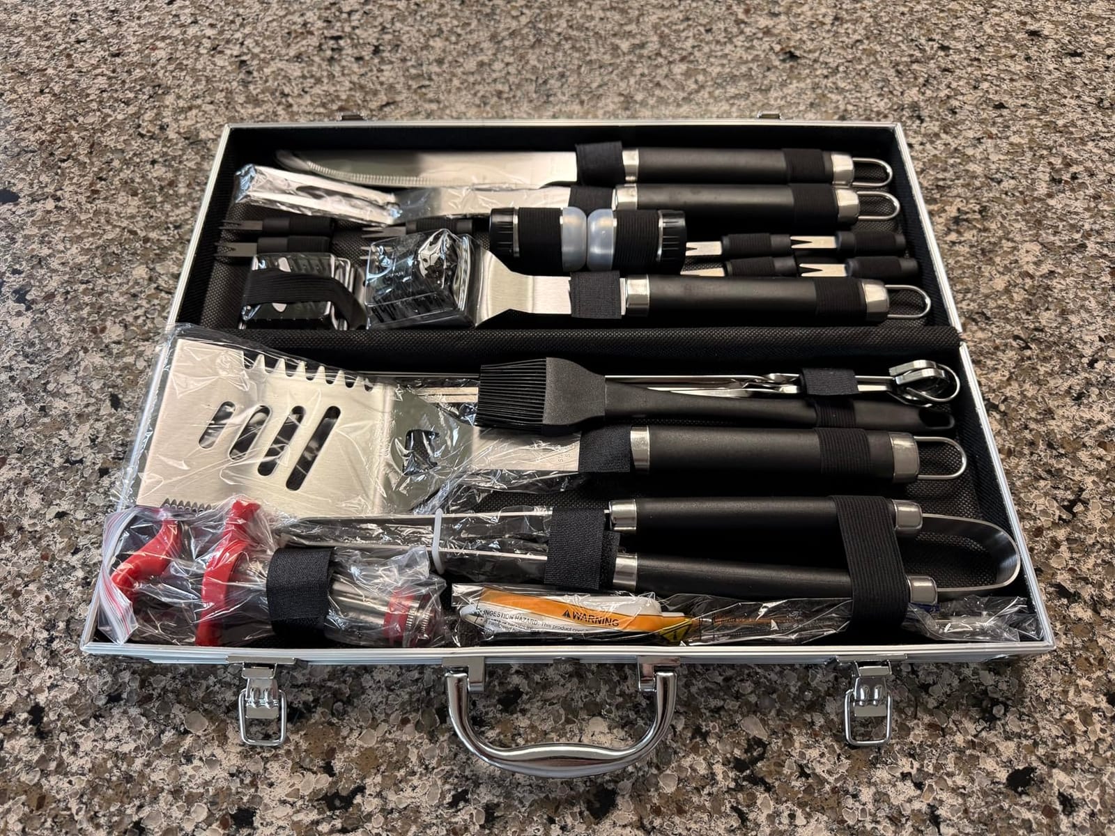 grilljoy 24PCS BBQ Grill Tools Set with Meat Thermometer and Injector - Extra Thick Stainless Steel Fork, Spatula& Tongs - Complete BBQ Accessories in - Perfect Grill Gifts for Father's Day customer photo 1
