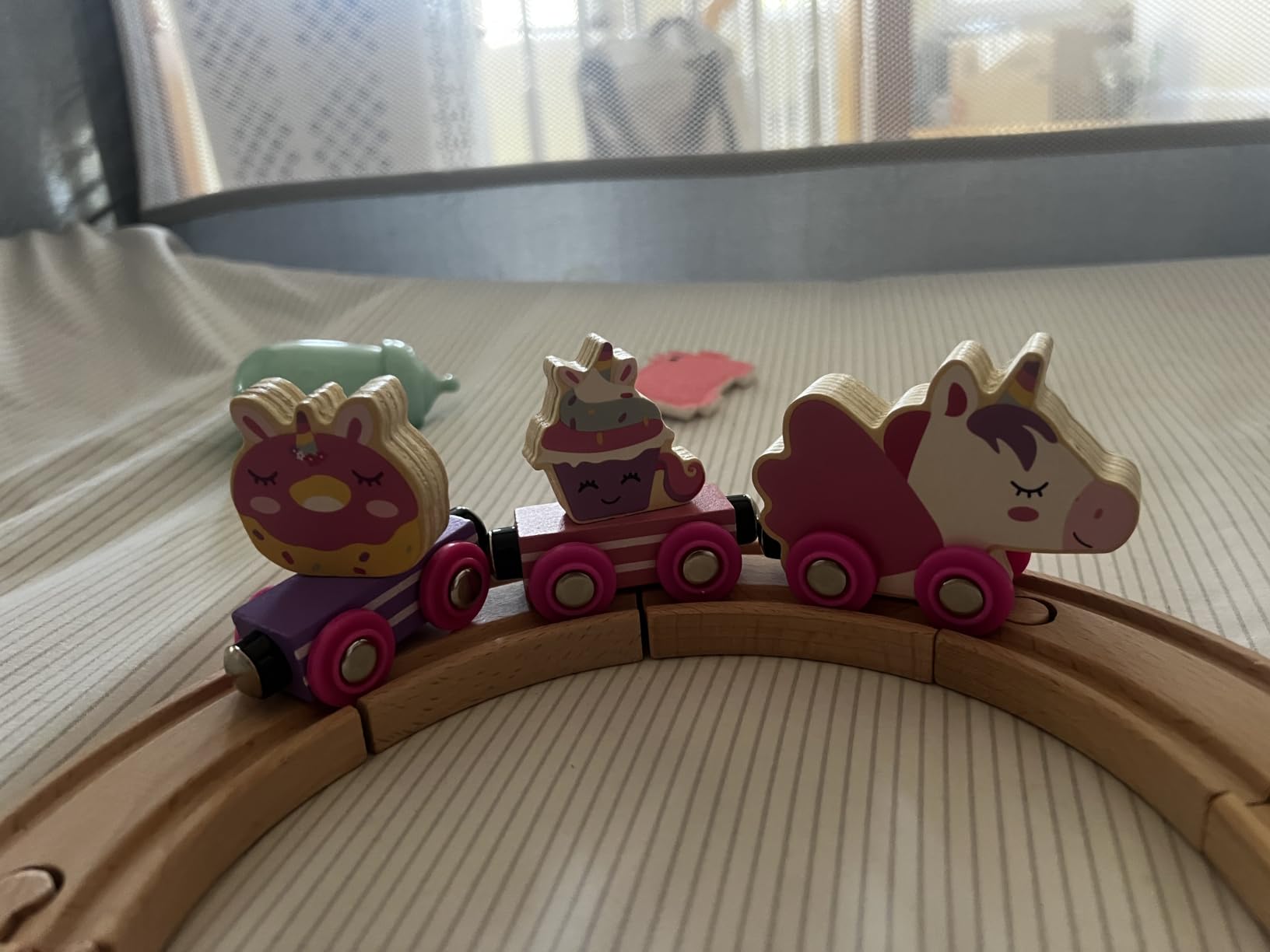 Lehoo Castle Wooden Train Set for Girls, Pink Unicorn Train Set customer photo 1