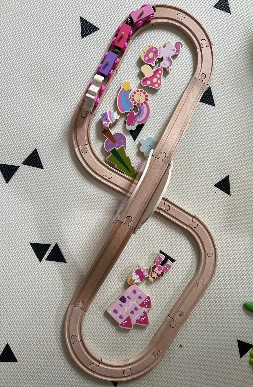 Lehoo Castle Wooden Train Set for Girls, Pink Unicorn Train Set customer photo 2