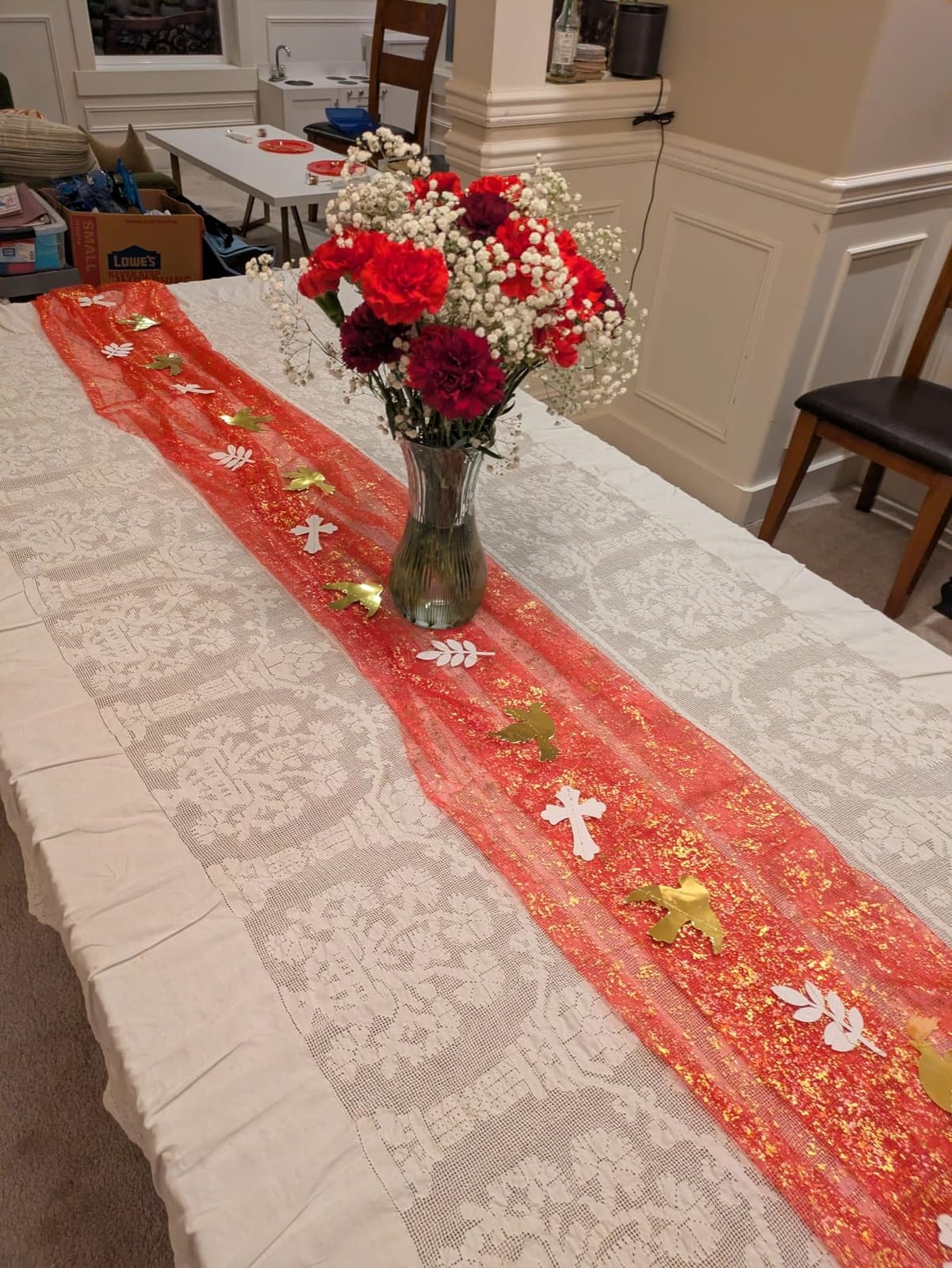 Artoid Mode Beige Gold Gauze Table Runner 120 Inch 10FT, Glitter Metallic Foil Sheer Dining Wedding Anniversary Holiday Birthday Table Decor for Home Party customer photo 1