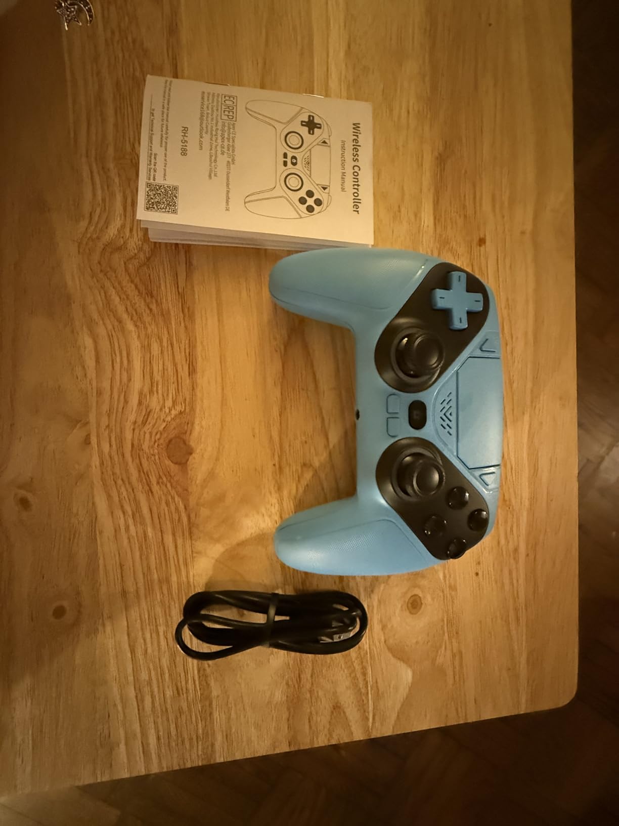 Dinosoo RGB Wireless Controller for PS5/PlayStation 5 PC, Bluetooth Controller with Turbo, Macro, Dynamic Vibration, 6-Axis Motion Control, 3.5mm Audio Jack, 1000mAh Battery, Speaker - Blue customer photo 1