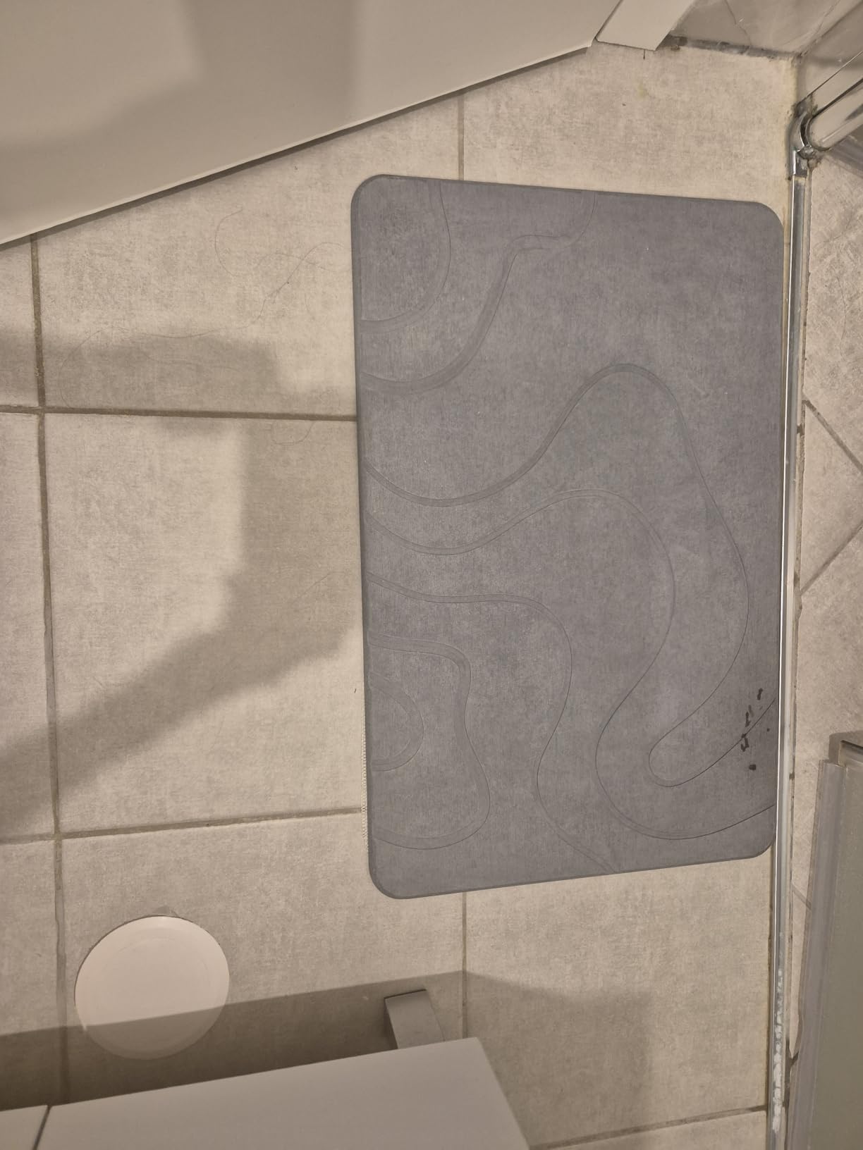 Stone Bath Mat for Bathroom, Diatomaceous Earth Shower Mat Quick Dry, White customer photo 2