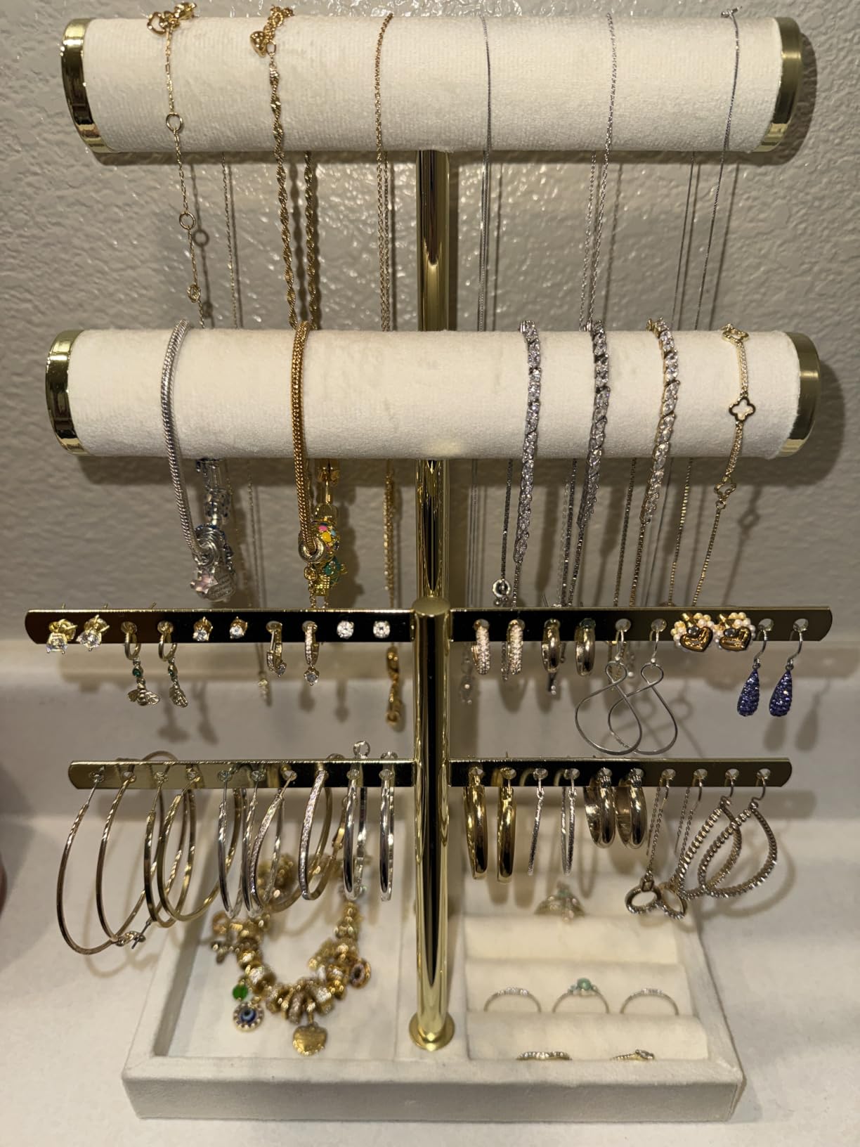 Jewelry Organizer Stand for Necklaces, Bracelets, Earrings, Rings, Green customer photo 1