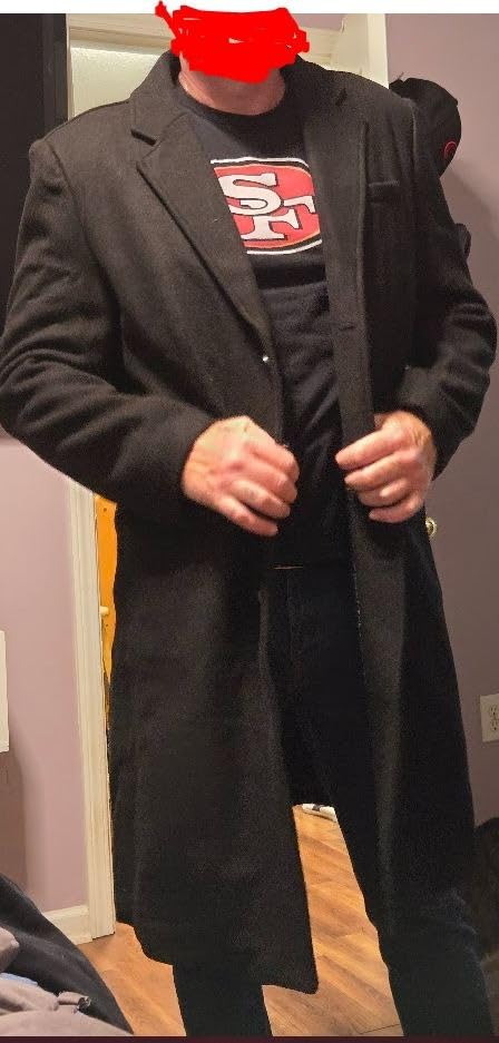 xxxiticat Men Winter Trench Coat Quilted Long Jacket Overcoat Wool Pea Coat customer photo 1