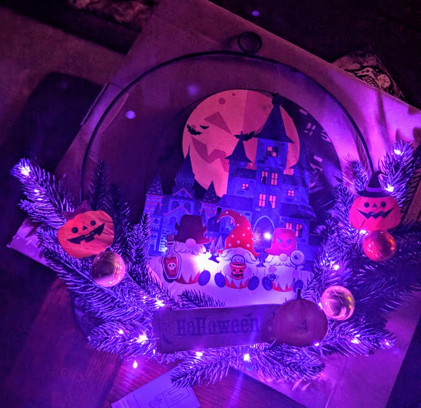 Halloween Wreath with Lights, 15.7 Inch, 6H On/18H Off Timer customer photo 1