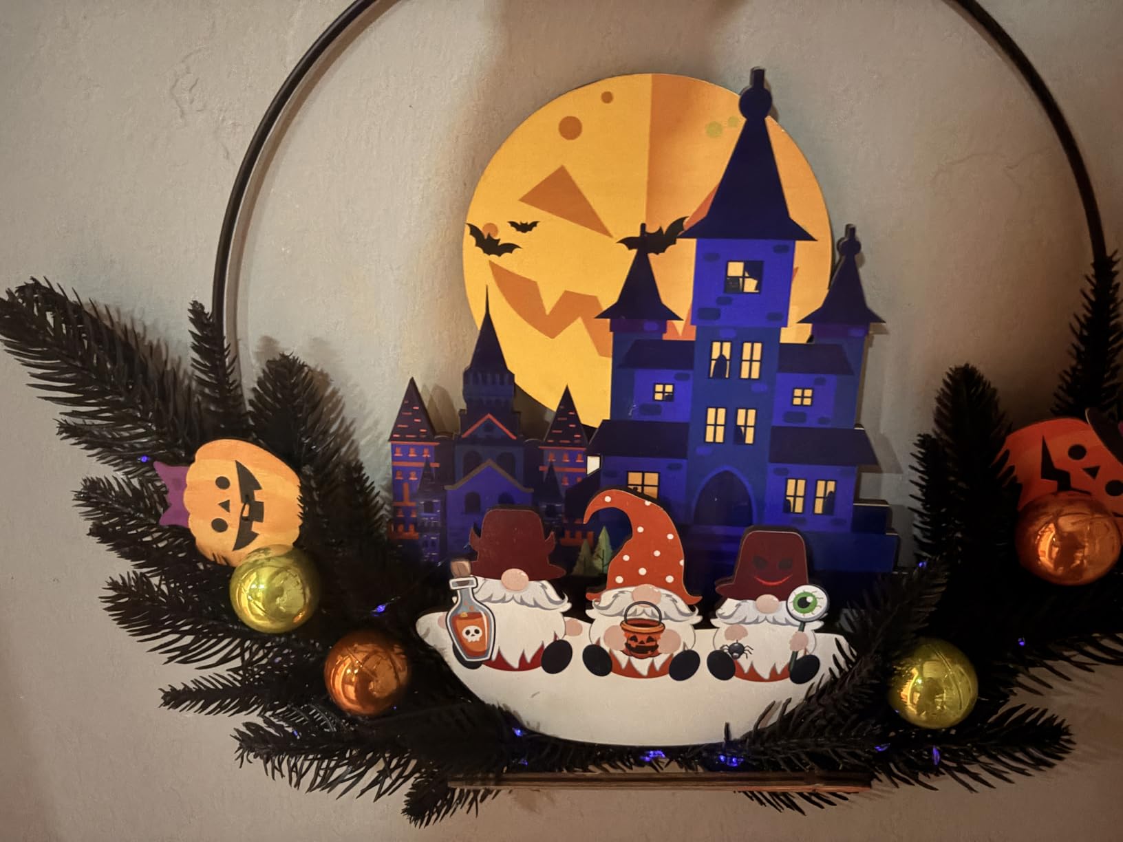 Halloween Wreath with Lights, 15.7 Inch, 6H On/18H Off Timer customer photo 2