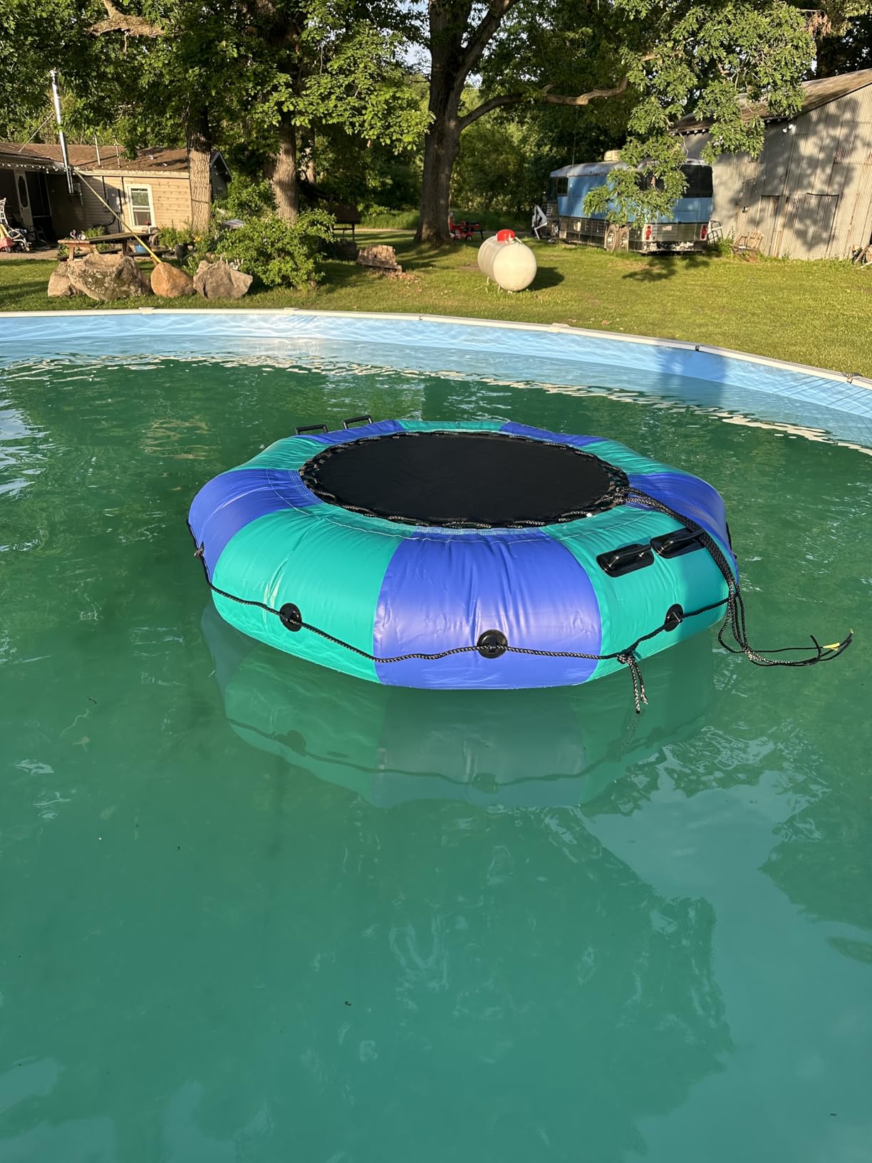 6FT/10FT12FT/15FT Inflatable Water Trampoline, Recreational Water Bouncer, Adults Youth Floating Rebounder with 4-Step Ladder, Portable Bounce Swim Platform for Pool, Lake, Water Sports customer photo 2