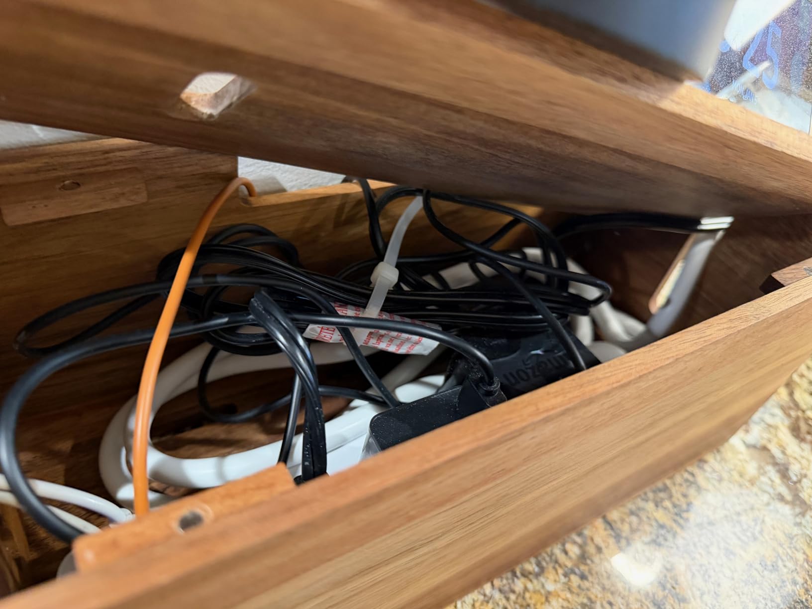 LiTY Acacia Wood Cable Management Box, Wooden Cord Hider & Organizer for Power Strip, Electrical Hiding, TV Wires, Desk & Floor Cables - Office Under Desk Cable Storage Box for Wire customer photo 2