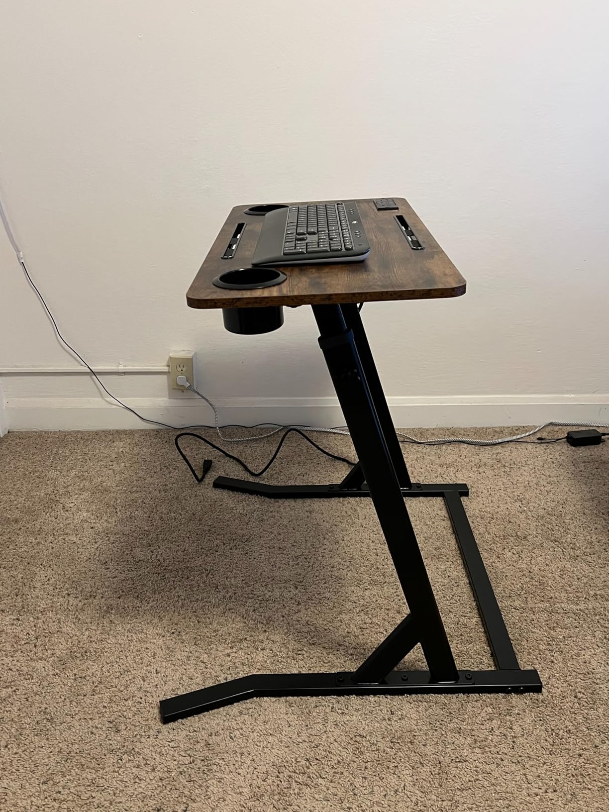OrigoDeco Indoor Cycling Desk, Adjustable Standing Desk for Walking Pad, Bike Trainer Desk with Power Socket, for Indoor Cycling Treadmill & Office Use, Exercise While Working or Watching TV customer photo 2
