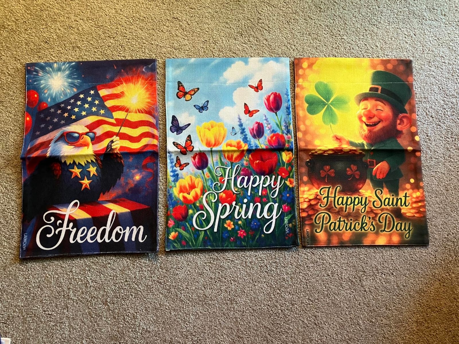 Premium 12 Pack Seasonal Garden Flags Set 12x18 Inch Double Sided, Burlap Outdoor Yard Flags for Spring, Summer, Fall, Winter, Easter, Mother’s Day, Valentine’s, St. Patrick’s, 4th of July, Halloween, Thanksgiving, Christmas customer photo 2