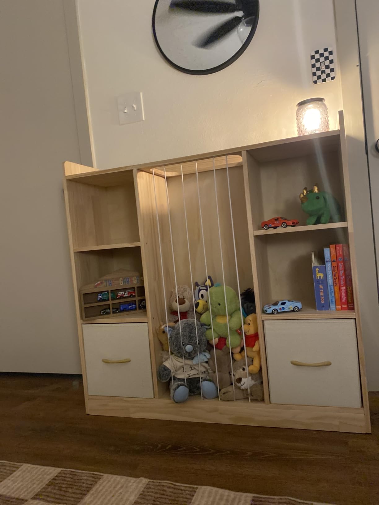 EXPERLAM 4-in-1 Toy Storage Organizer with Stuffed Animal Storage, Solid Pine Kids Bookshelf and Toy Shelf, 6 Cube Shelf with 2 Removable Drawers, Stuffed Animal Zoo for Kids Room, Playroom, Nursery customer photo 1