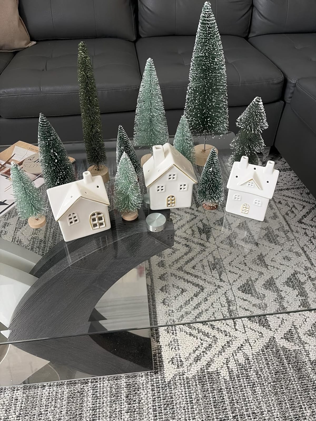 DN DECONATION Christmas Decor Village Houses, Tabletop Christmas Town Set customer photo 2