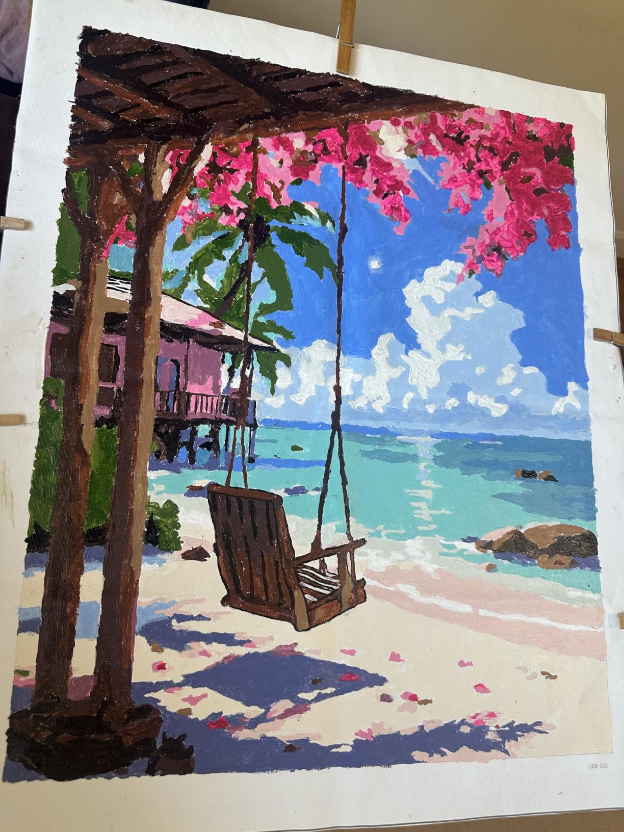 Paint by Numbers Kit for Adults, Fall Lake Cabin Number Painting Canvas Kit customer photo 2