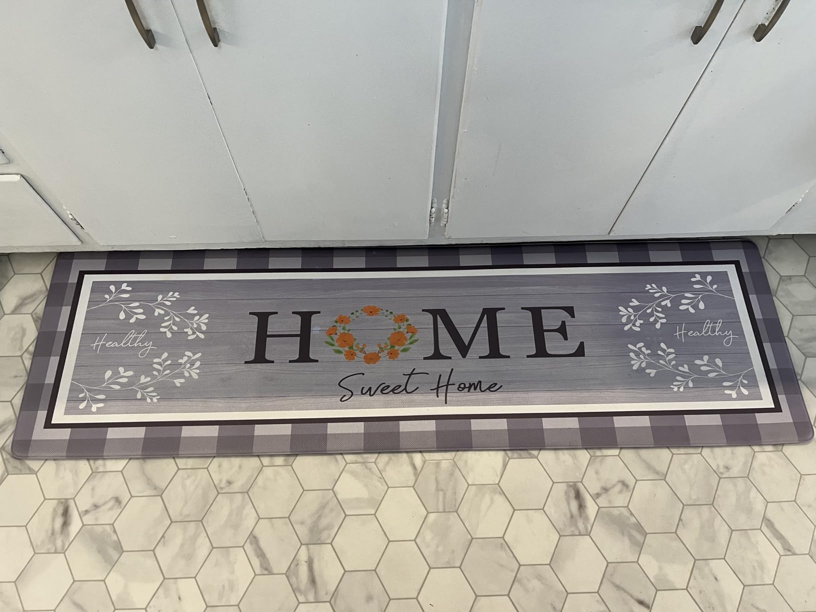 Kitchen Mats 2PCS, Anti Fatigue Rugs, 17.3x30+17.3x47.2in, Grey | Foam Cushioned Kitchen Rugs, Non-slip Floor Mats, Kitchen Runner Rugs for Standing Desk, Office, Laundry, Long-lasting customer photo 1