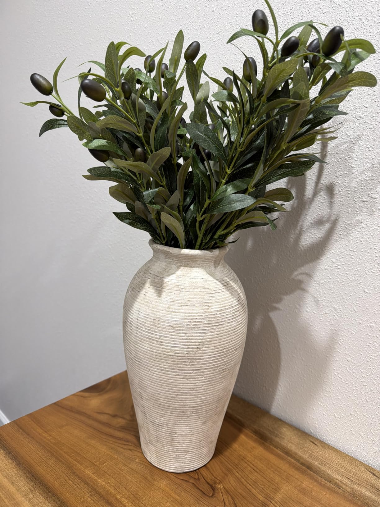 Vanselia Ceramic Flower Vase Home Decor - Large Tall Farmhouse Table Vases Rustic Vintage Living Room Kitchen Bedroom Decorations for House Book Shelf Office Coffee Desk Dining Fireplace (12