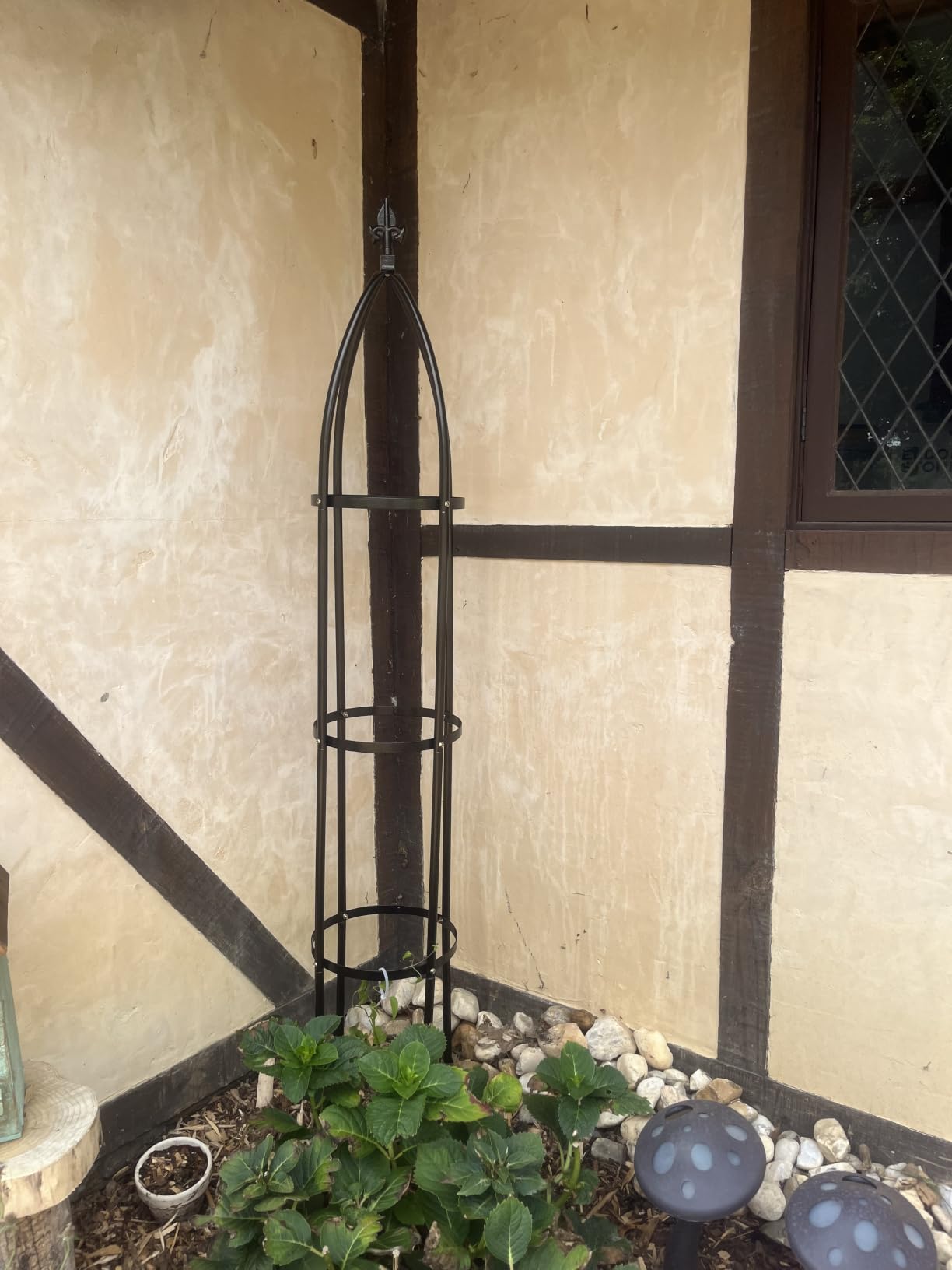 Garden Obelisk Trellis 100% Metal Heavy Duty 5.5 ft for Climbing Vines | Upgraded 16mm Thick Steel Tubes Bronze Rustproof Tower, Medium Plant Support Stands for Flowers, Roses, Clematis & Tomatoes customer photo 1