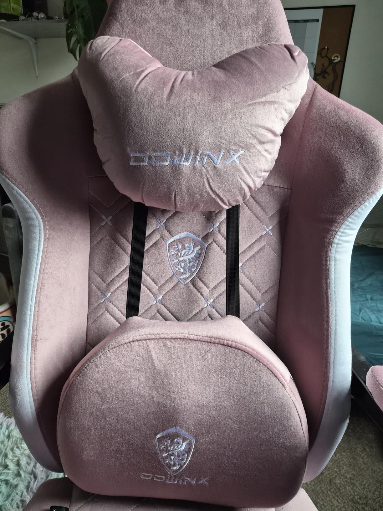 Dowinx Gaming Chair with Heated Massage Lumbar Support,Big and Tall Fabric Gaming Chairs for Adults with Footrest, Ergonomic Computer Game Chair with Poket Spring Cushions, 350lbs, Black customer photo 2