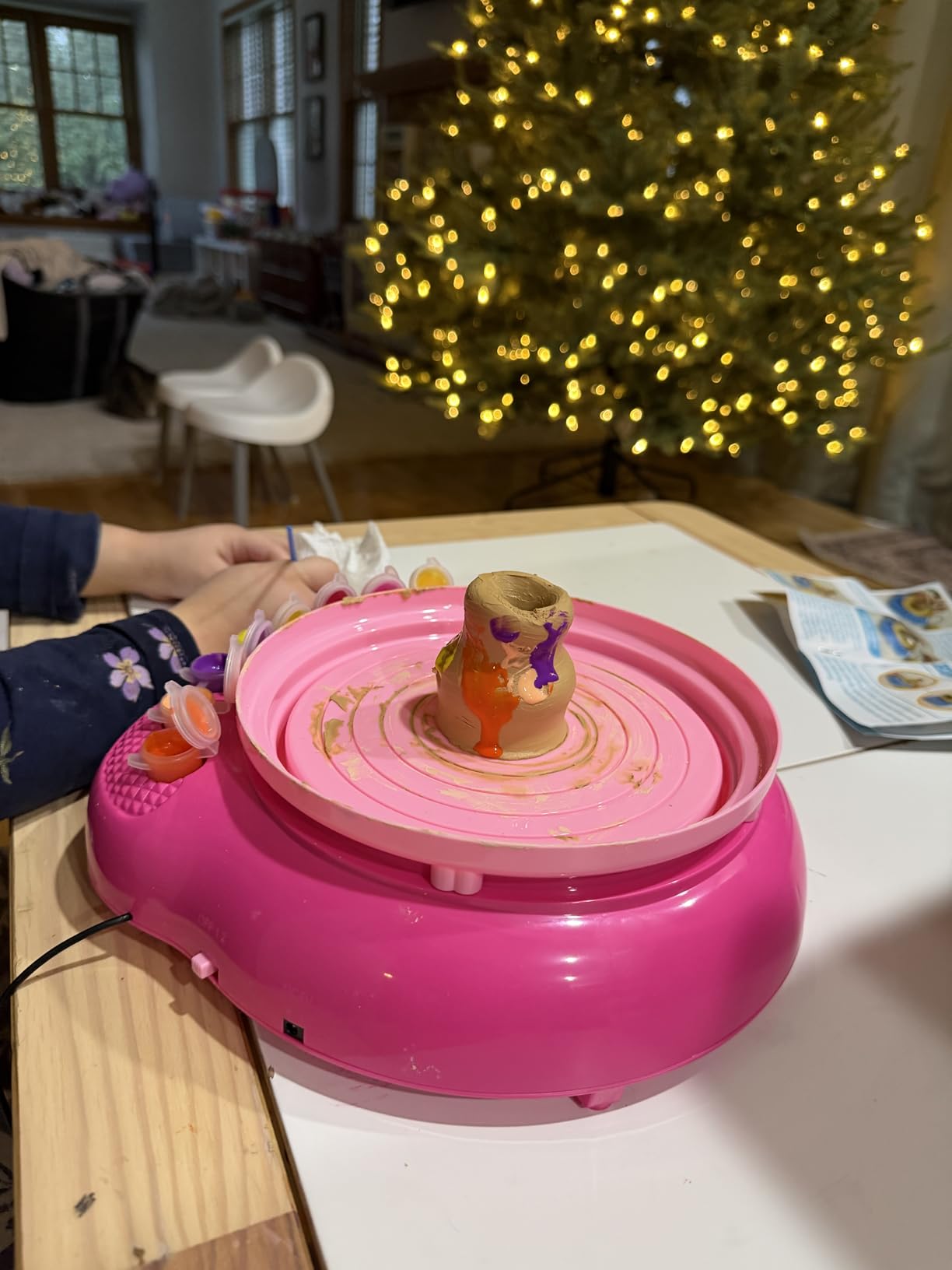 Pottery Wheel for Kids with Air Dry Clay Kit, 12 Paints & Tools, Ages 6-12 customer photo 2