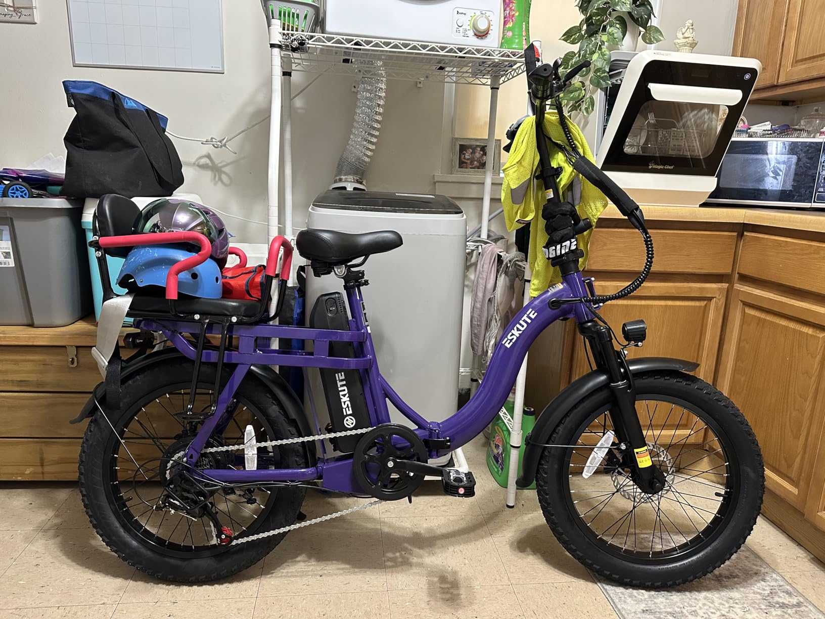 ESKUTE Electric Bike for Adults – 1200W Peak Motor, Folding 20x3 Fat Tire E‑Bike, 48V 13Ah Battery, Step‑Through Cargo Fold Ebike, NFC Unlock, 20+ MPH, 7‑Speed, Up to 55 Miles customer photo 1