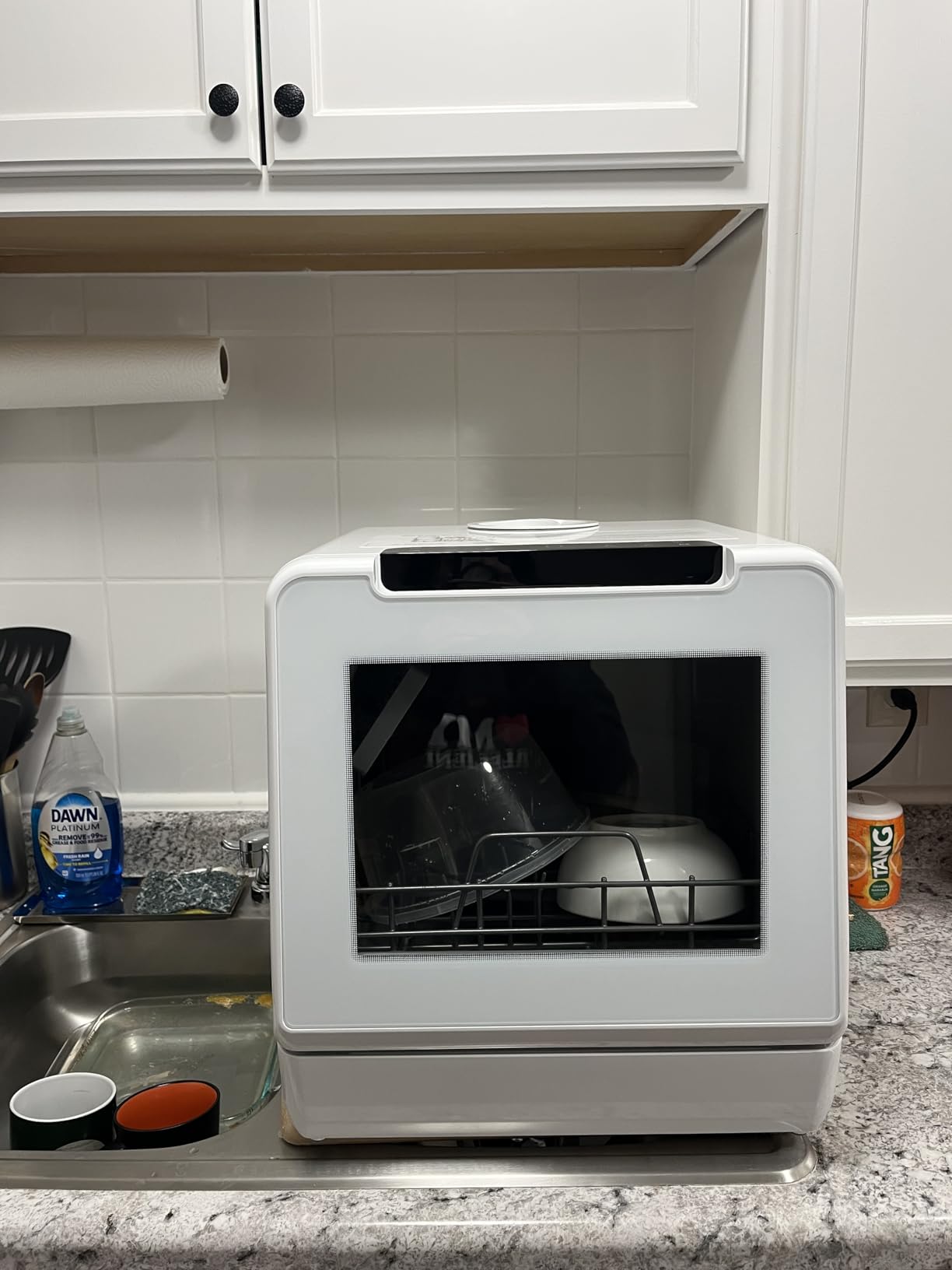 EUHOMY Countertop Dishwasher Portable, 8 Programs with 5L Tank, Black, 40dB | 360° Dual Spray Arms, 29-min Quick Wash, 8-Program with Child Lock and Delay Mode, 167°F, 73h Ventilation, 40dB, Time-Saving customer photo 1