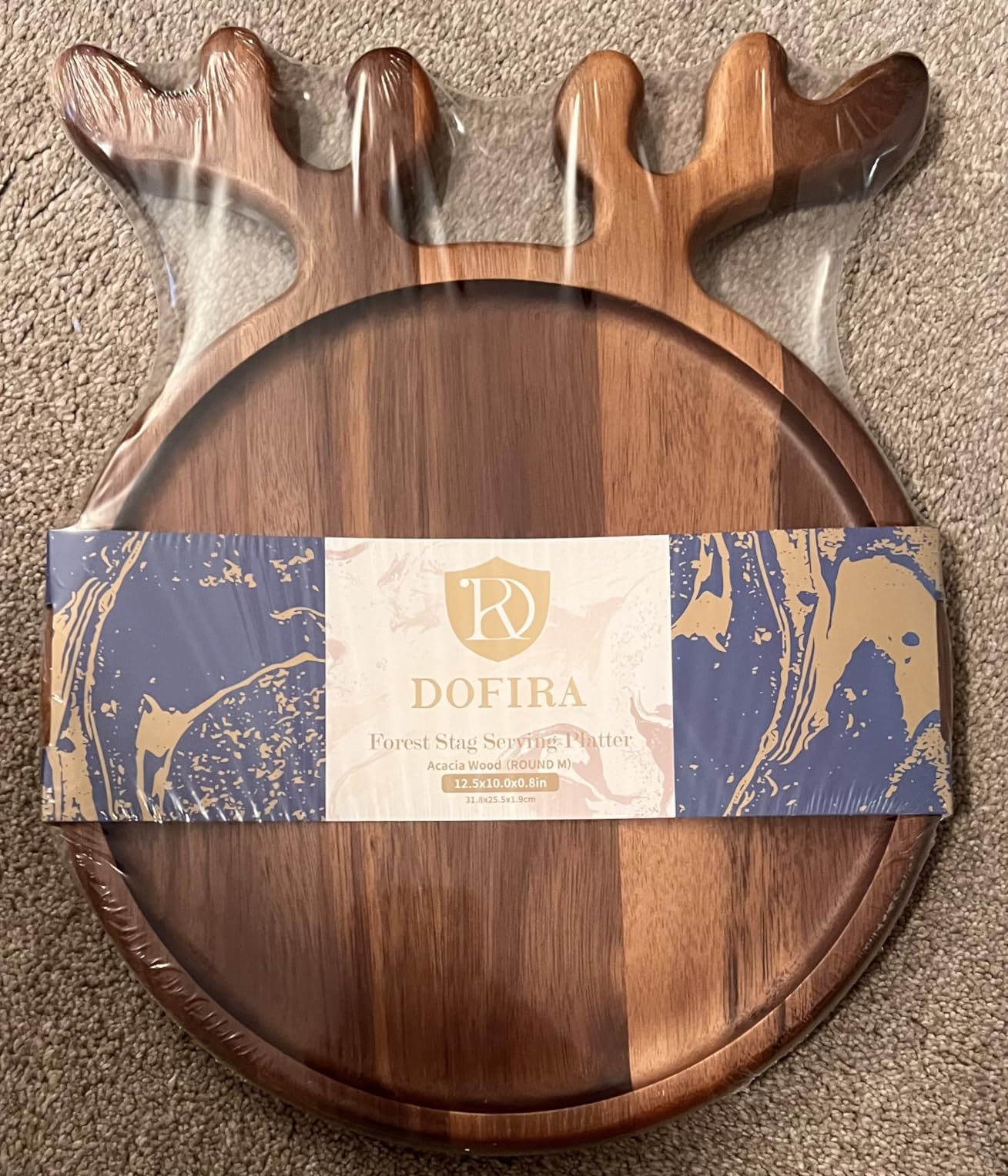 Acacia Antler Christmas Serving Platter, 12