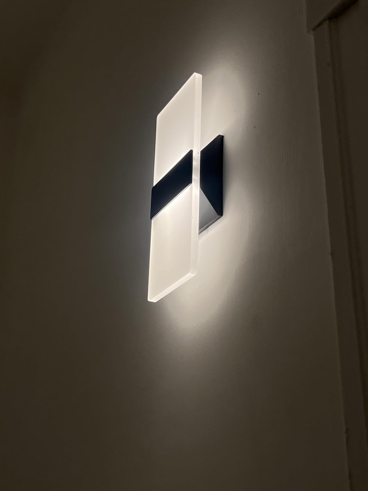 Modern LED Wall Sconce, Dimmable Indoor Wall Light, 5CCT 2700K-5000K Adjustable, Hardwired Acrylic Wall Lights for Living Room Bedroom Bathroom Hallway, 12 Inch, Black, Damp Rated, ETL customer photo 2