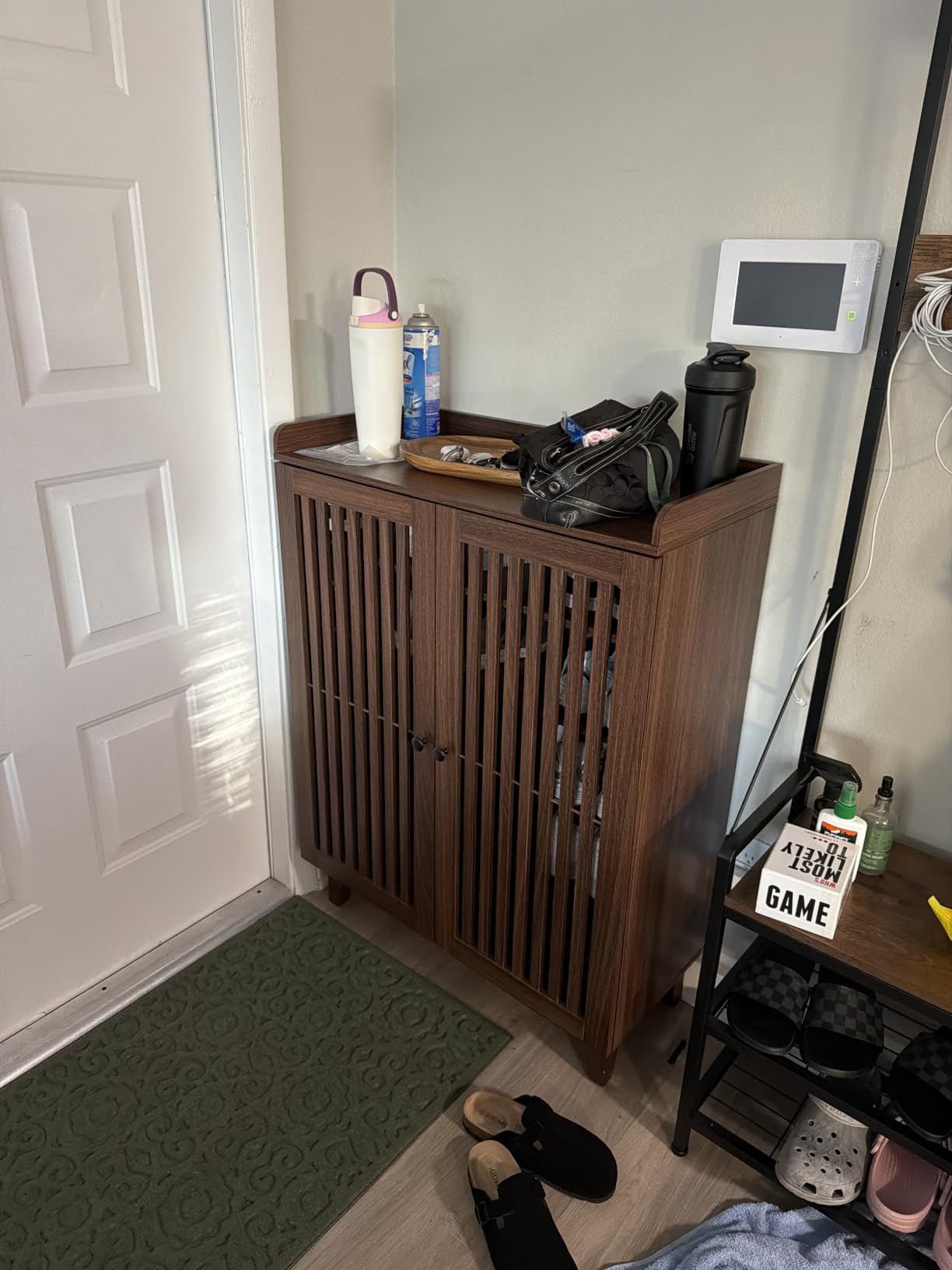IRONCK Shoe Cabinet with Slatted Doors, 6-Tier Shoe Storage Cabinet, Walnut, Adjustable Shelves, Wooden Shoe Rack Organizer for Entryway, Hallway, Closet, Living Room customer photo 1