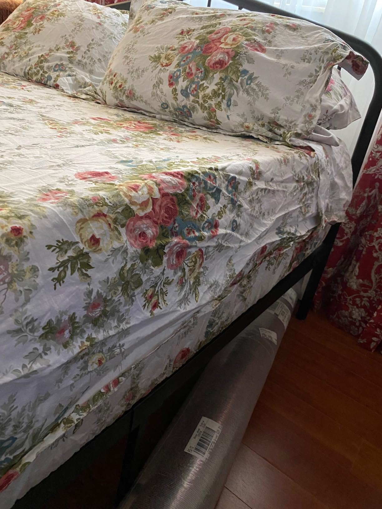 FADFAY King Sheet Set, 100% Cotton Sateen Soft Breathable, Luxury Vintage Floral Bed Sheets, Elegant Large Peony & Botanical Print, Classic Garden Style Bedding, Deep Pocket Fitted Sheet, 4 Pieces customer photo 2