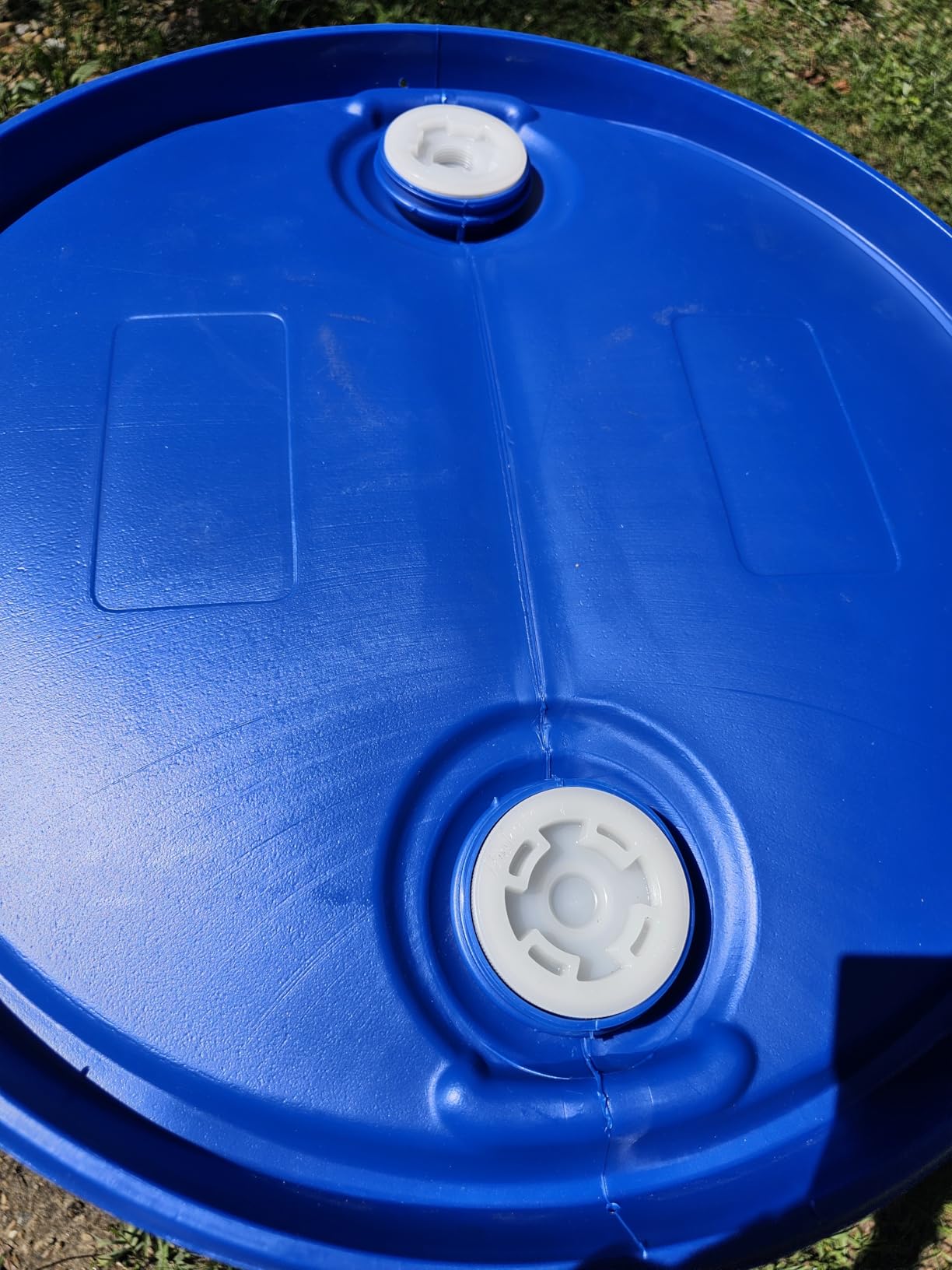 Bushman 55 Gallon Plastic Drum, Stackable Industrial Storage Barrel, Blue customer photo 2