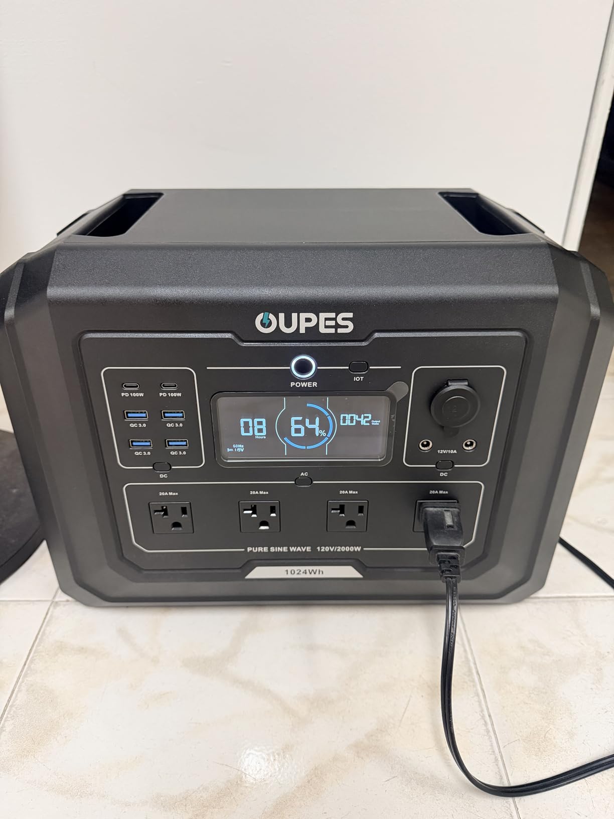 OUPES Mega 1 Solar Generator with 100W Panel Included, 2000W 1024Wh LiFePO4 customer photo 1
