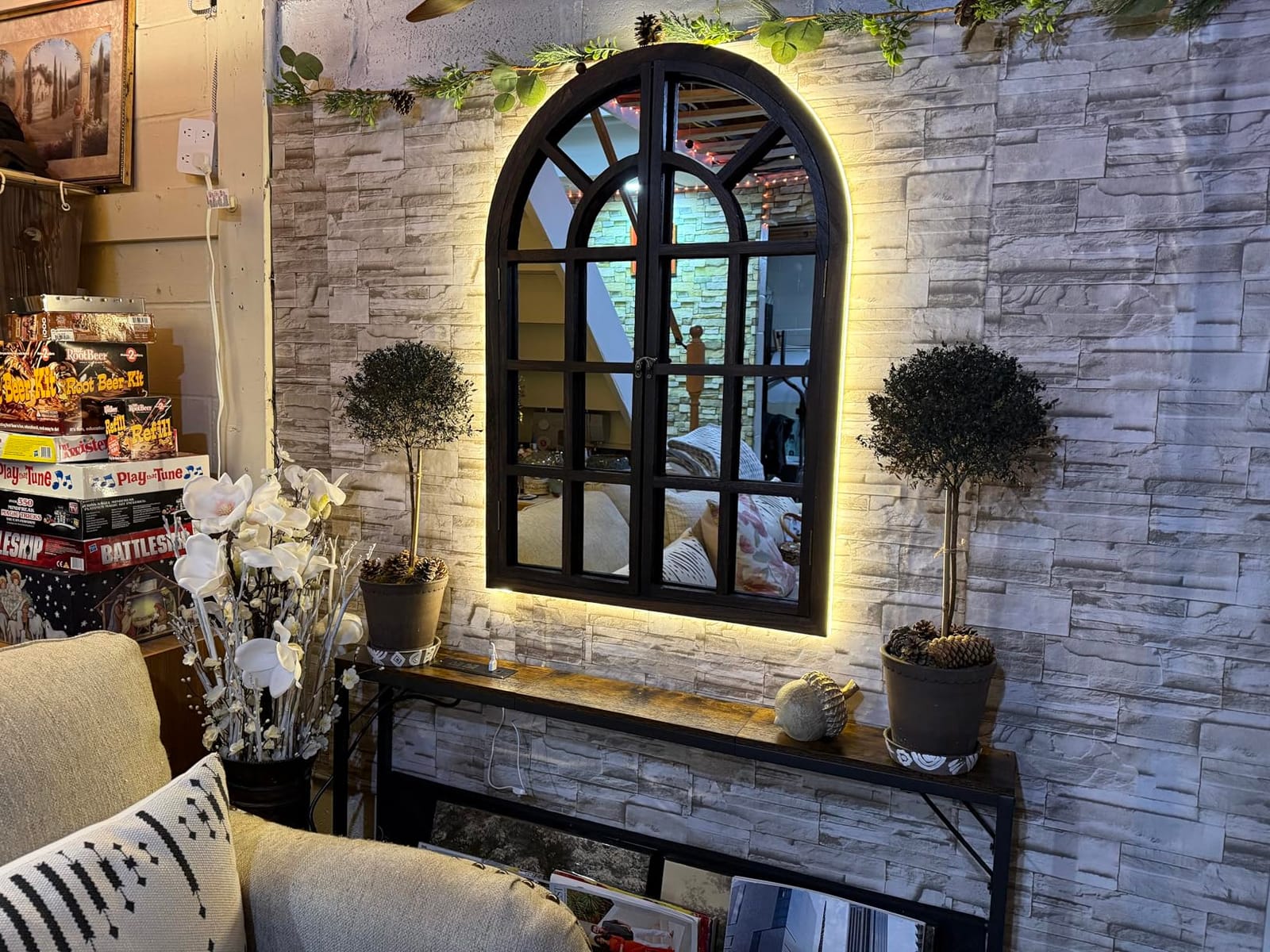 Farmhouse Window Mirror for Wall, 38
