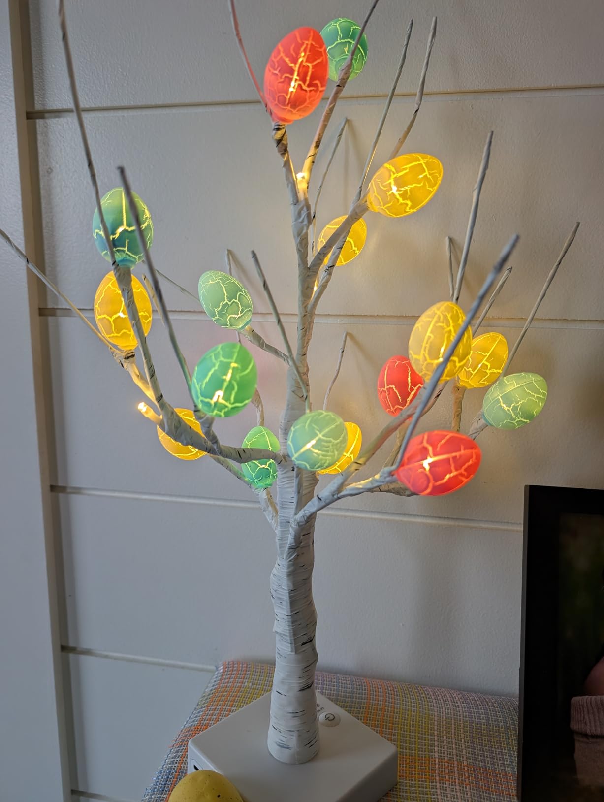 Vanthylit Easter Decorations, 2 Pack Lighted Easter Tree Battery Operated with Timer, 22 Inch LED Birch Tree with 36 Egg Ornaments Indoor Tabletop Centerpiece Light for Home Decor customer photo 2